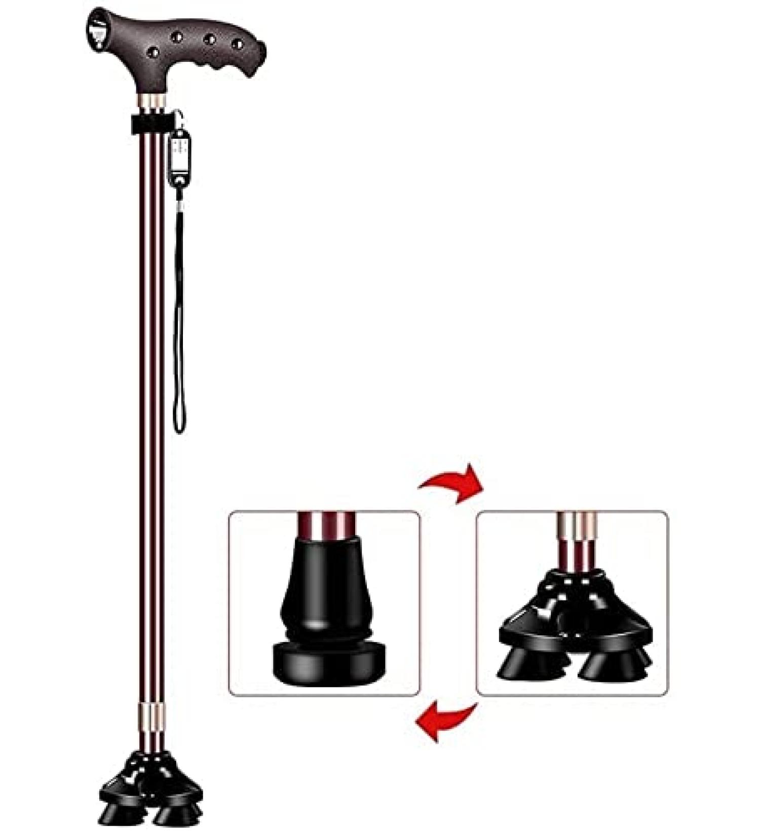 Walking Stick Wand Elderly Crutches Aluminum Alloy Walking Stick Multifunction Light 10 Speed Expansion 1 Foot 4 Foot Base Interchange 72-94 Cm Elderly Items Independence - Buy Online on GoSupps.com