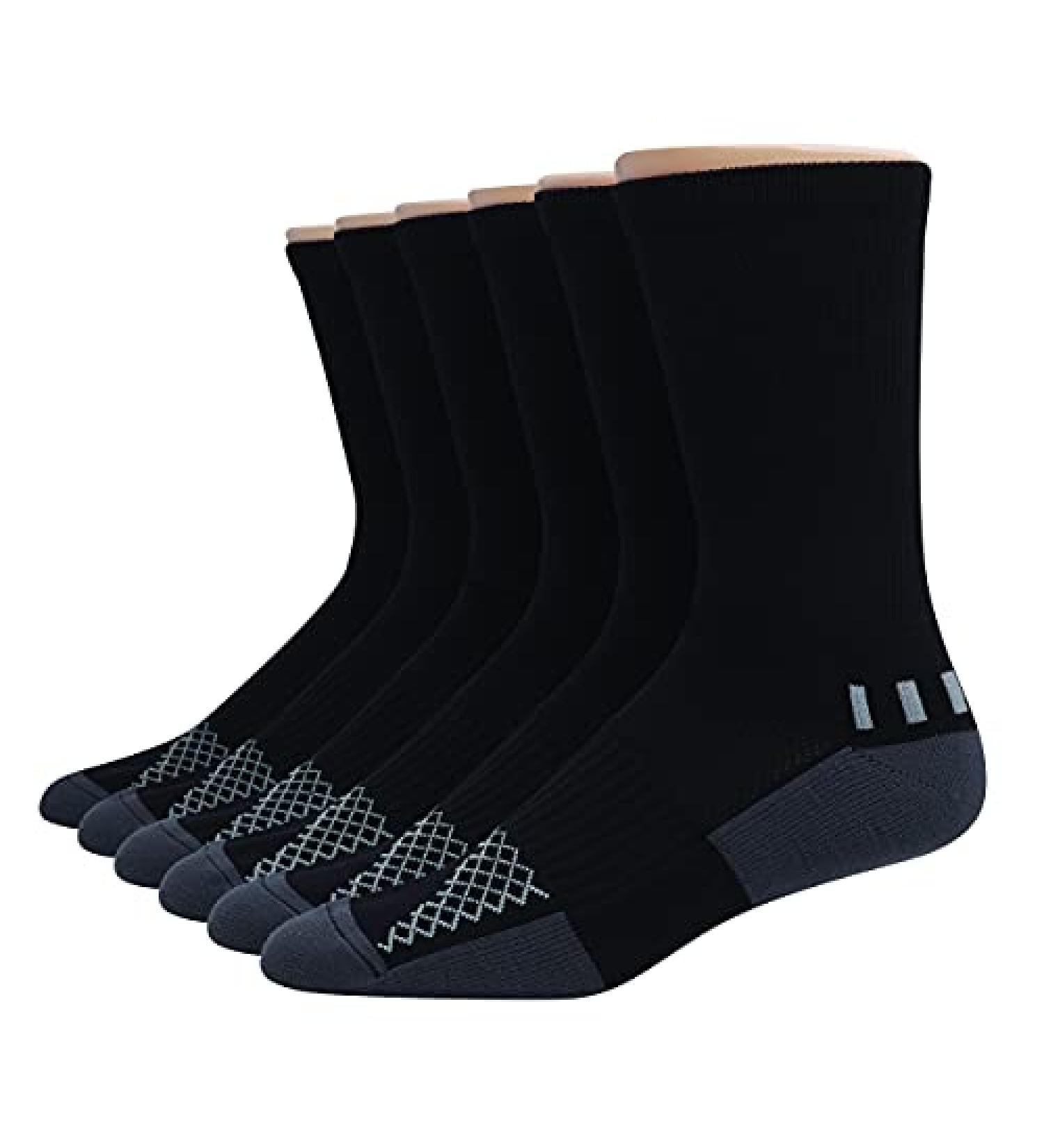 Hanes Men's X-Temp Performance Crew Socks 6-Pack - Size 6-12, Black Color - Buy Online on GoSupps.com