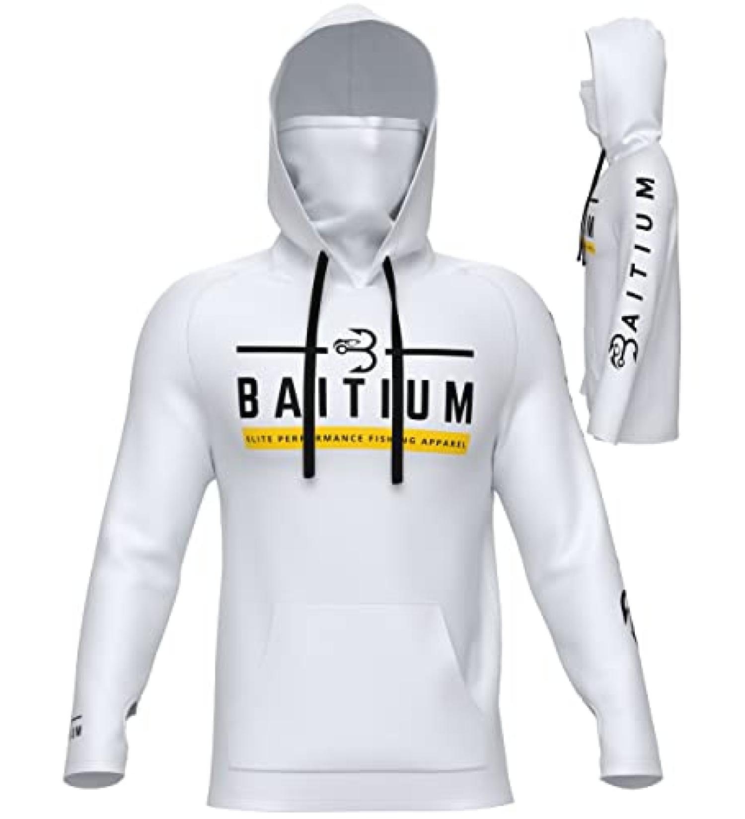 Men's Long Sleeve Fishing Shirt with Hood and Gaiter UPF 50+ Sun Protection - White - Large - Buy Online on GoSupps.com