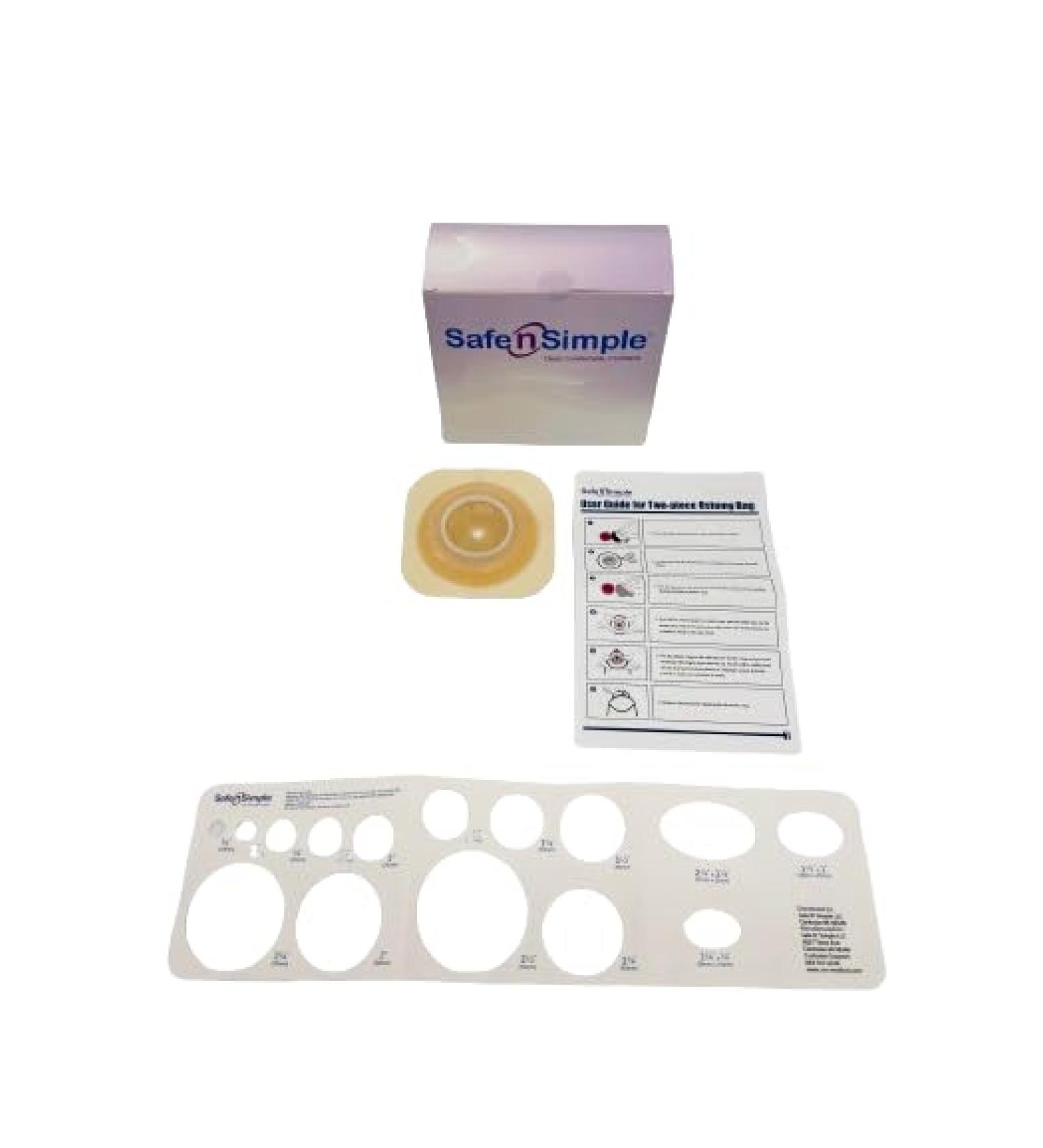 Safe n Simple 4" x 4" Diameter 2-Piece Ostomy Wafers with Solid Hydrocolloid - Extended Wear Flat 1 3/4" Flange Cut to Fit Beige - Ostomy Supplies - Ostomy Wafer - Ostomy Care Products - 5 Count 4" x 4" Extended - Flat Beige