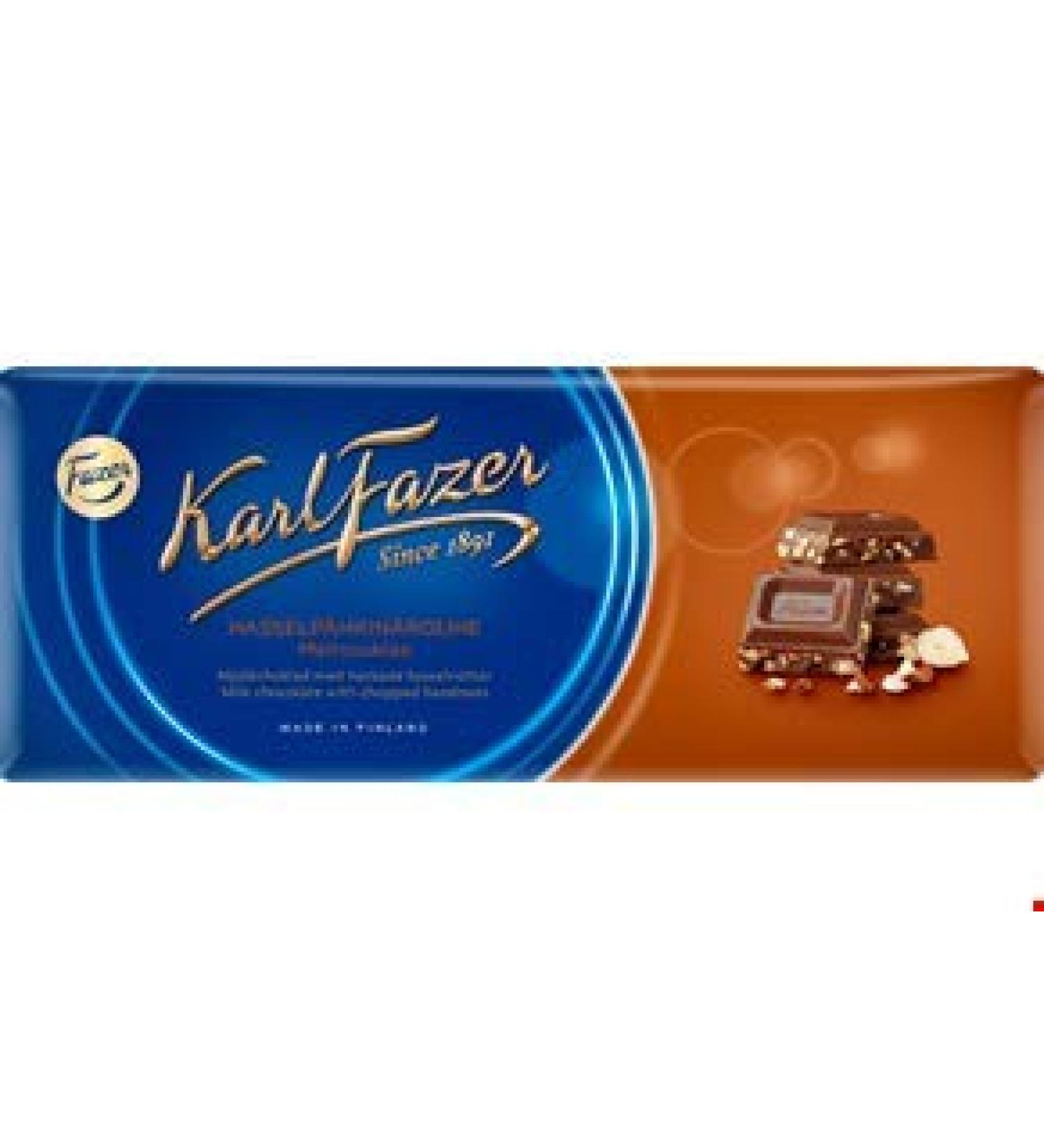 Karl Fazer Pack of 8 chopped hazelnuts in milk chocolate 200 g