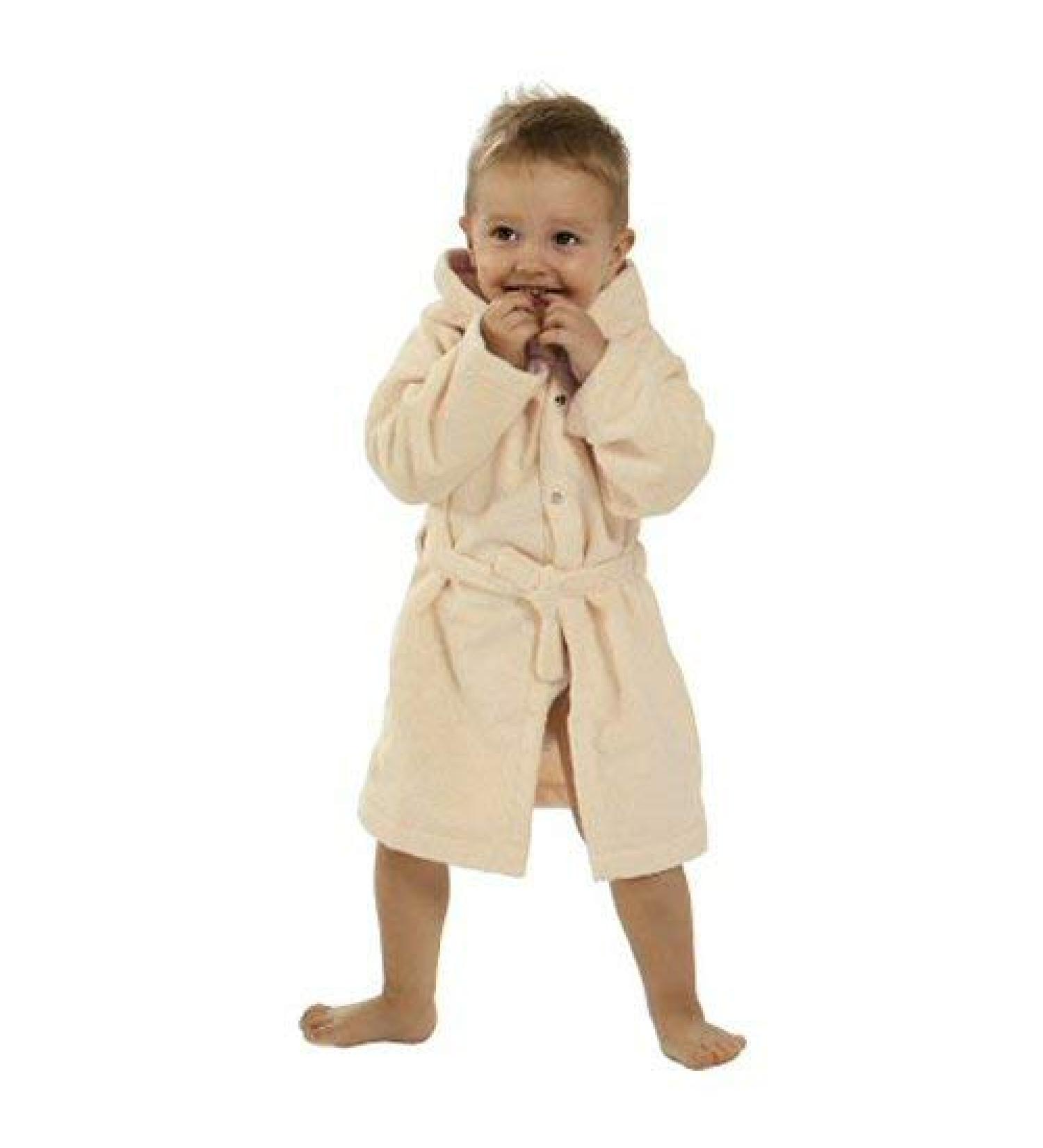 unknown Microfiber baby beach/bathrobe with hood made of cuddly feel-good microfleece size 86-92 cream-apricot