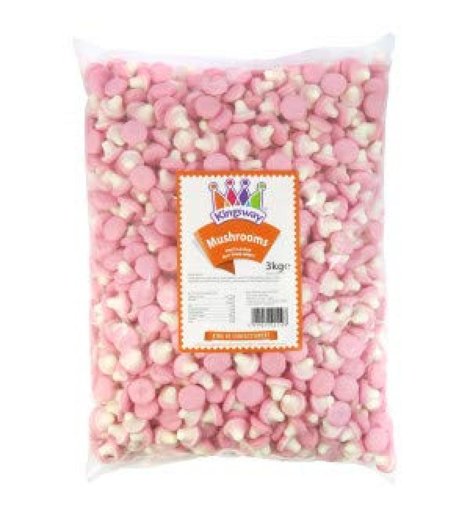 Kingsway Original Foam Pink and White Fruit Flavour Mushrooms Kids Fun Traditional Sweets (500g)