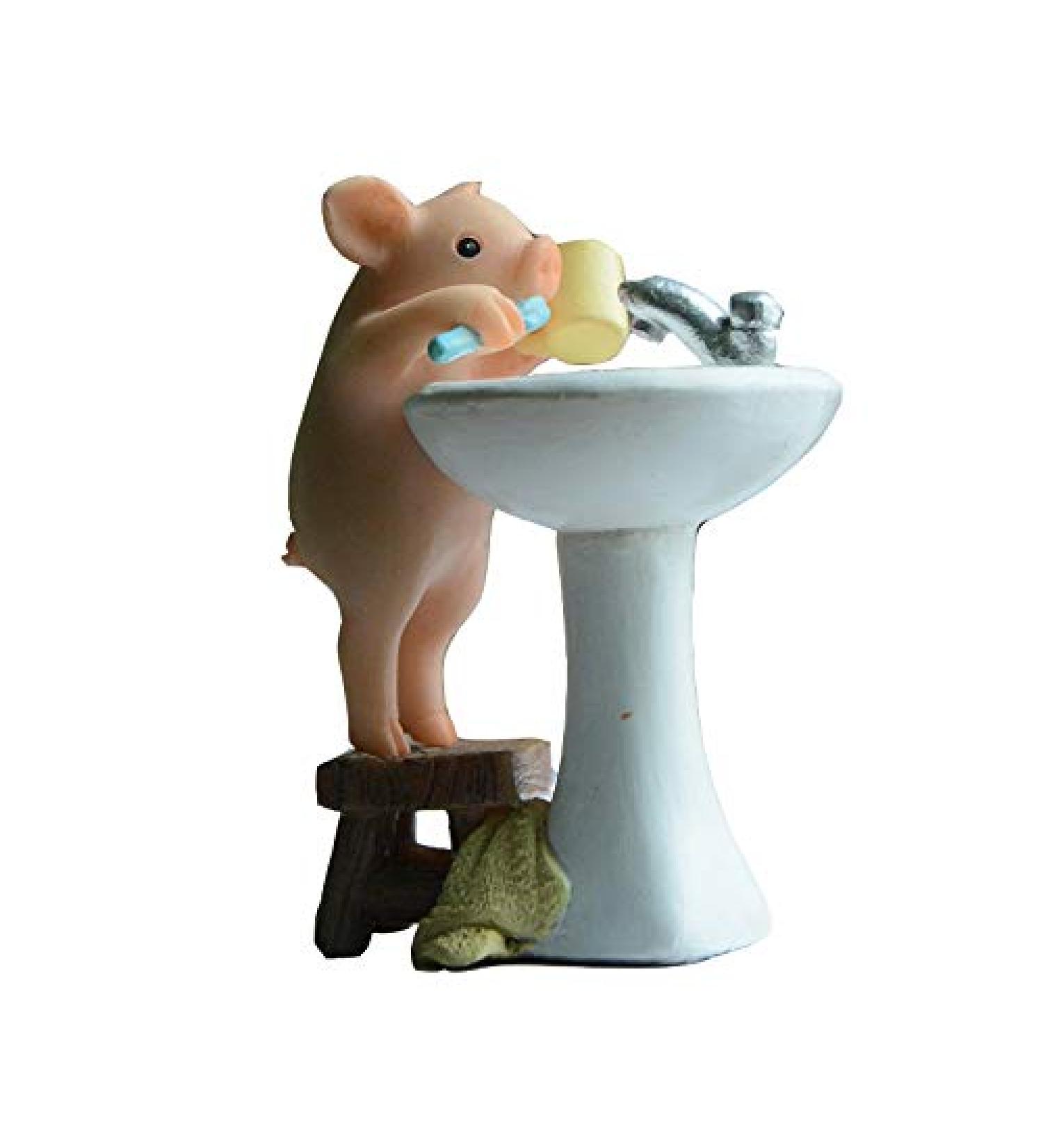 Gemmia Toilette Miniatur Fee Fig rchen Zahnb rste Schwein Statue | Internationale Lieferung | Einzigartige Bad-Dekoration - Buy Online on GoSupps.com