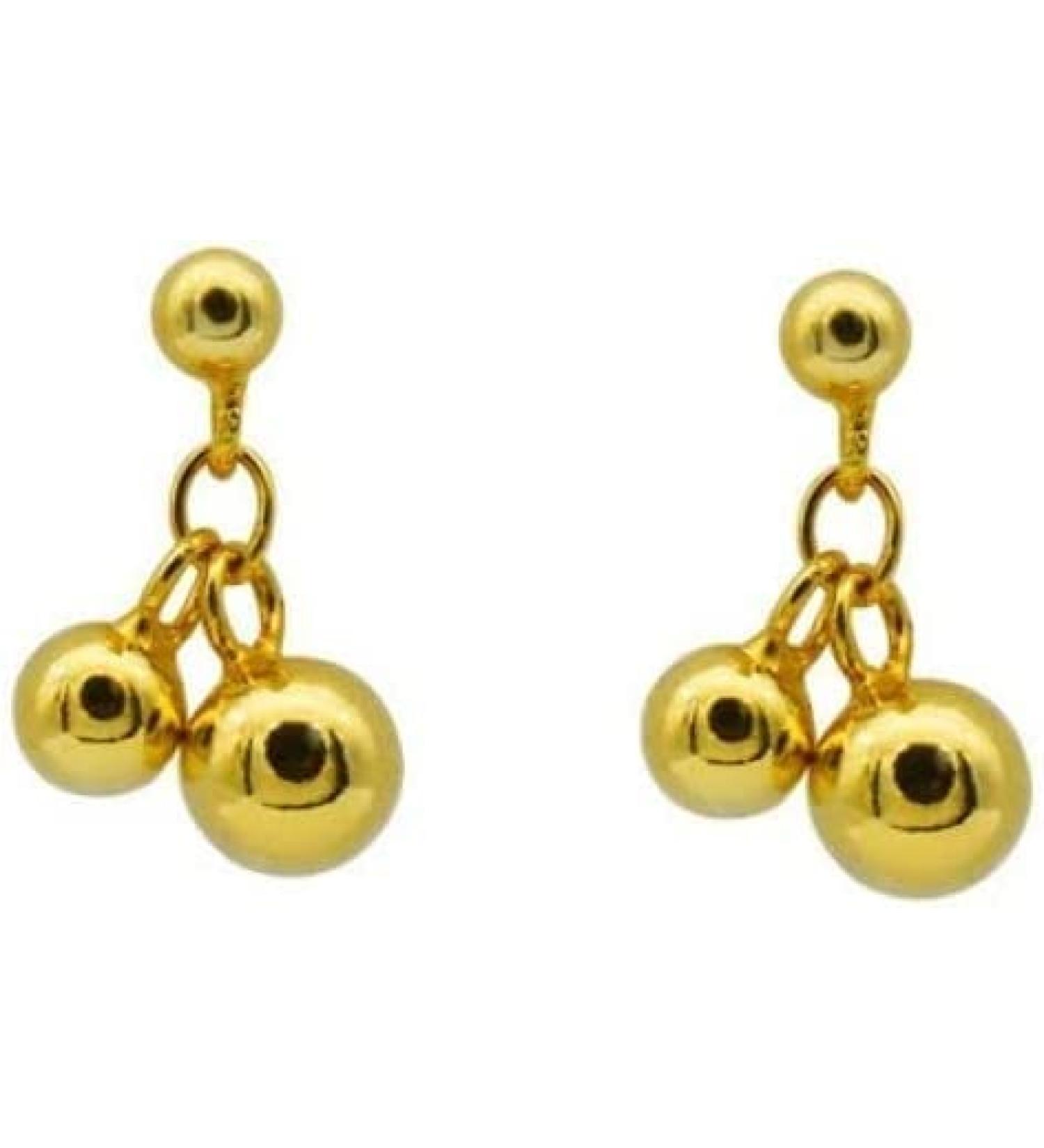 Ear Stud Earrings for Women Gold Double Round Beads Peas Ear Clips Simple Female Cherry Fashion Fruit Shape Ear Pin Party Gift e Ear Studs - Buy Online on GoSupps.com