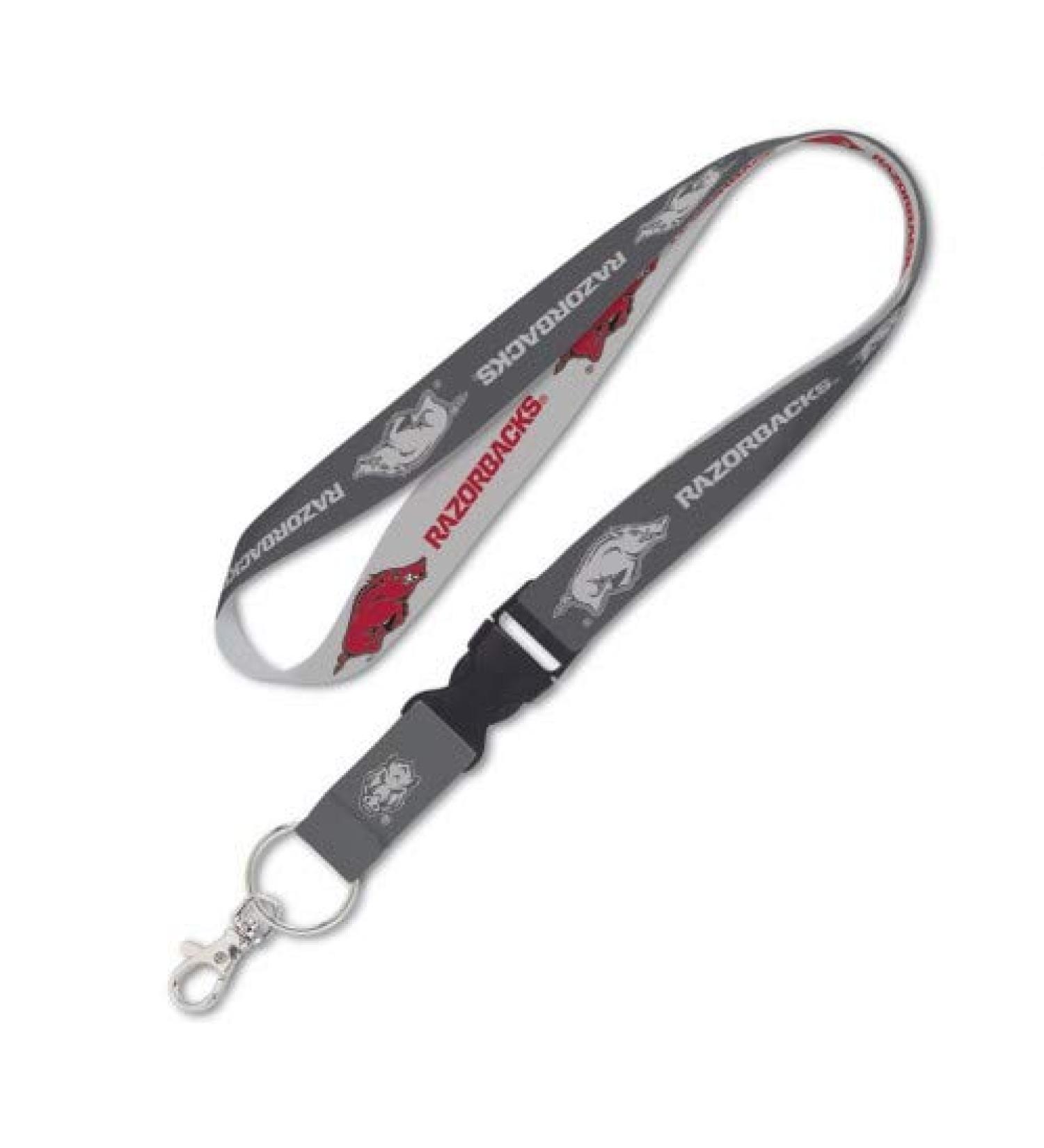 WinCraft Arkansas Razorbacks Lanyard with Detachable Buckle, 1" - Grey