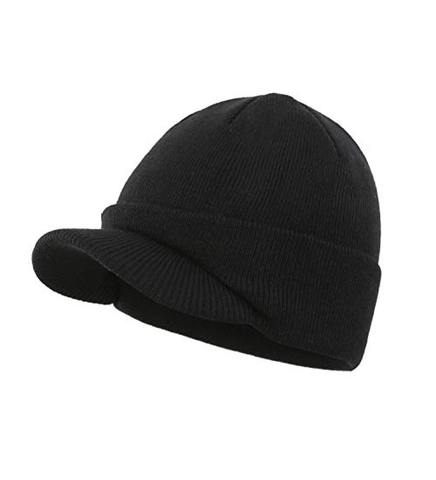 Home Prefer Men's Winter Brim Beanie Hat - Double Knit Cuff Cap (Black) - Buy Online on GoSupps.com