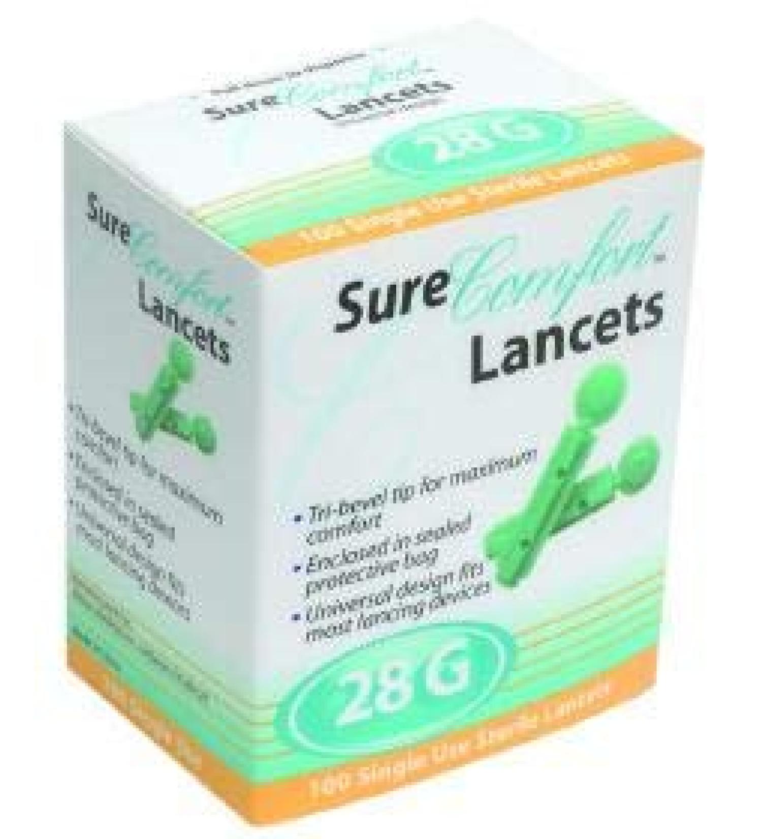 Sure Comfort Lancets 28 Gauge - 100 ct