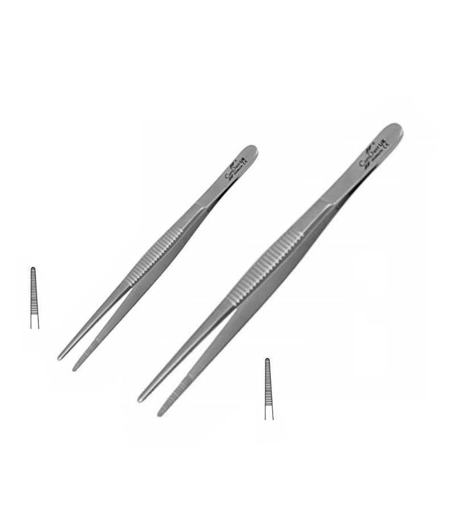 Thumb Tweeers Blunt Tweezers Serrated Tips Body Piercing Veterinary Tools Insects Tweezers (14CM + 18CM)