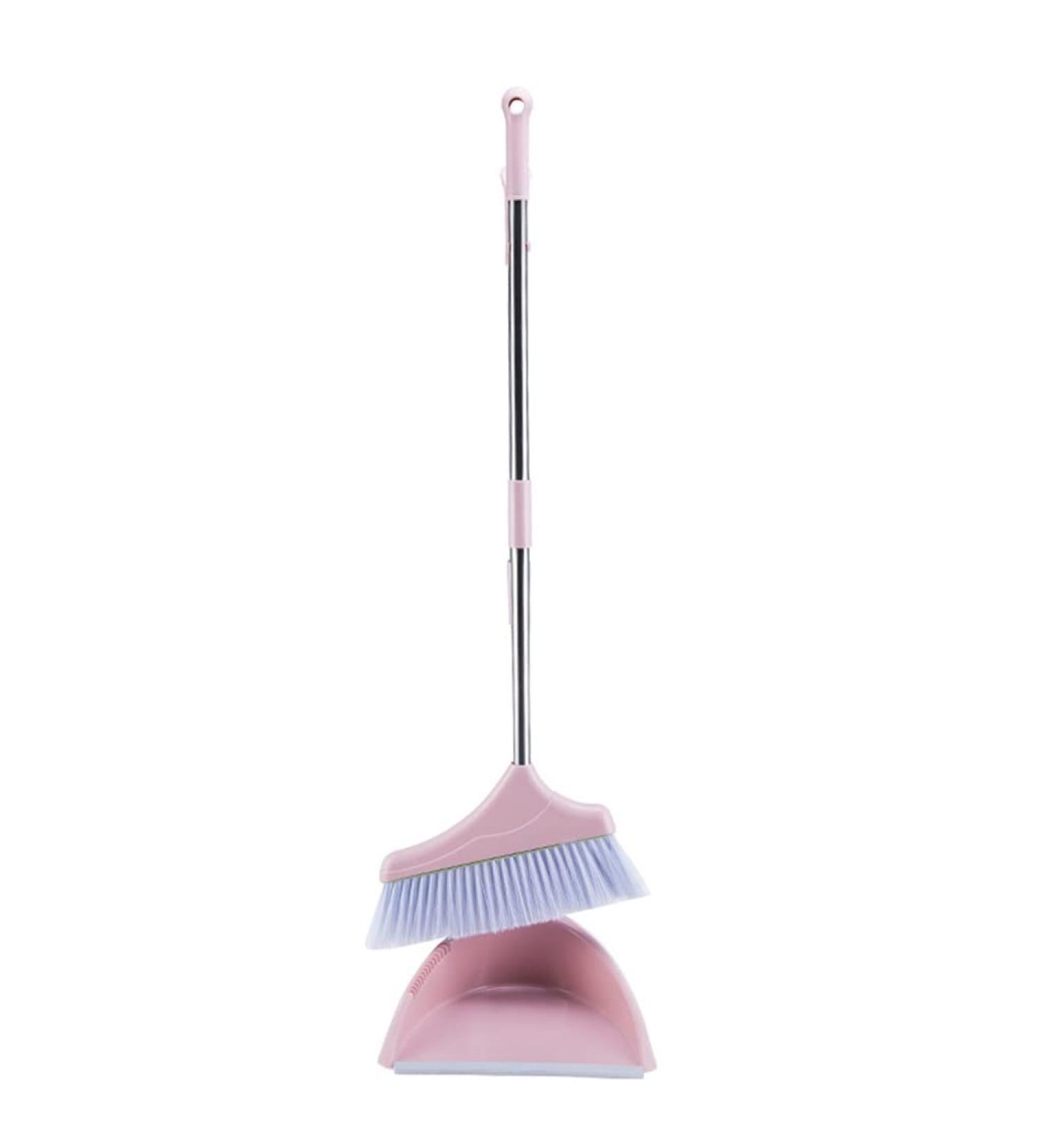 Broom and Dustpan Set Rubber Sweeping Dust Clean Folding for Floor Home Brush Products Household Sweeper Plastic (White Style 1set) Decoration Roze 1set - Buy Online on GoSupps.com