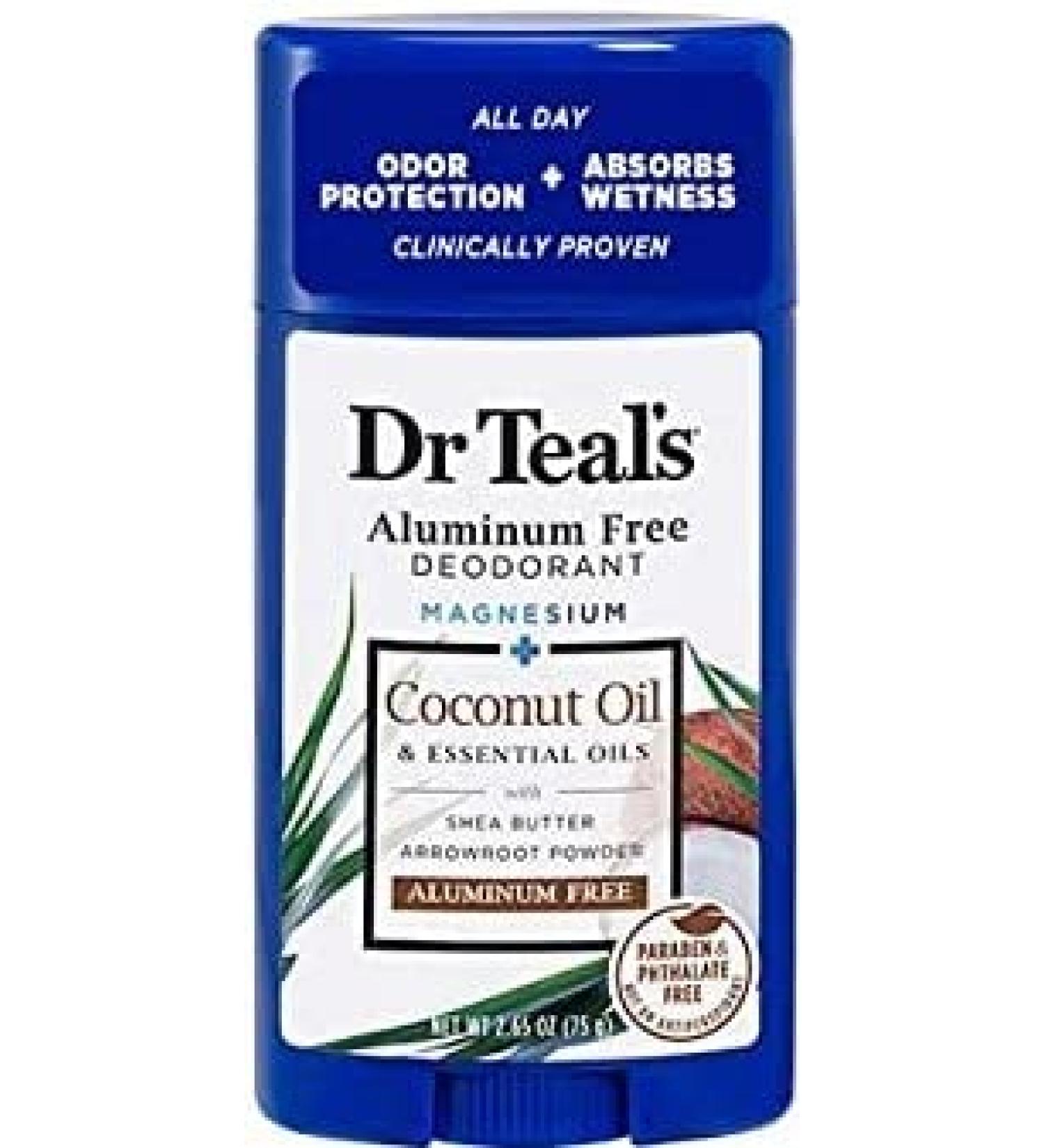 Dr Teal's Coconut Oil Deodorant 2.65 oz - Aluminum, Paraben, and Phthalate Free - Buy Online on GoSupps.com
