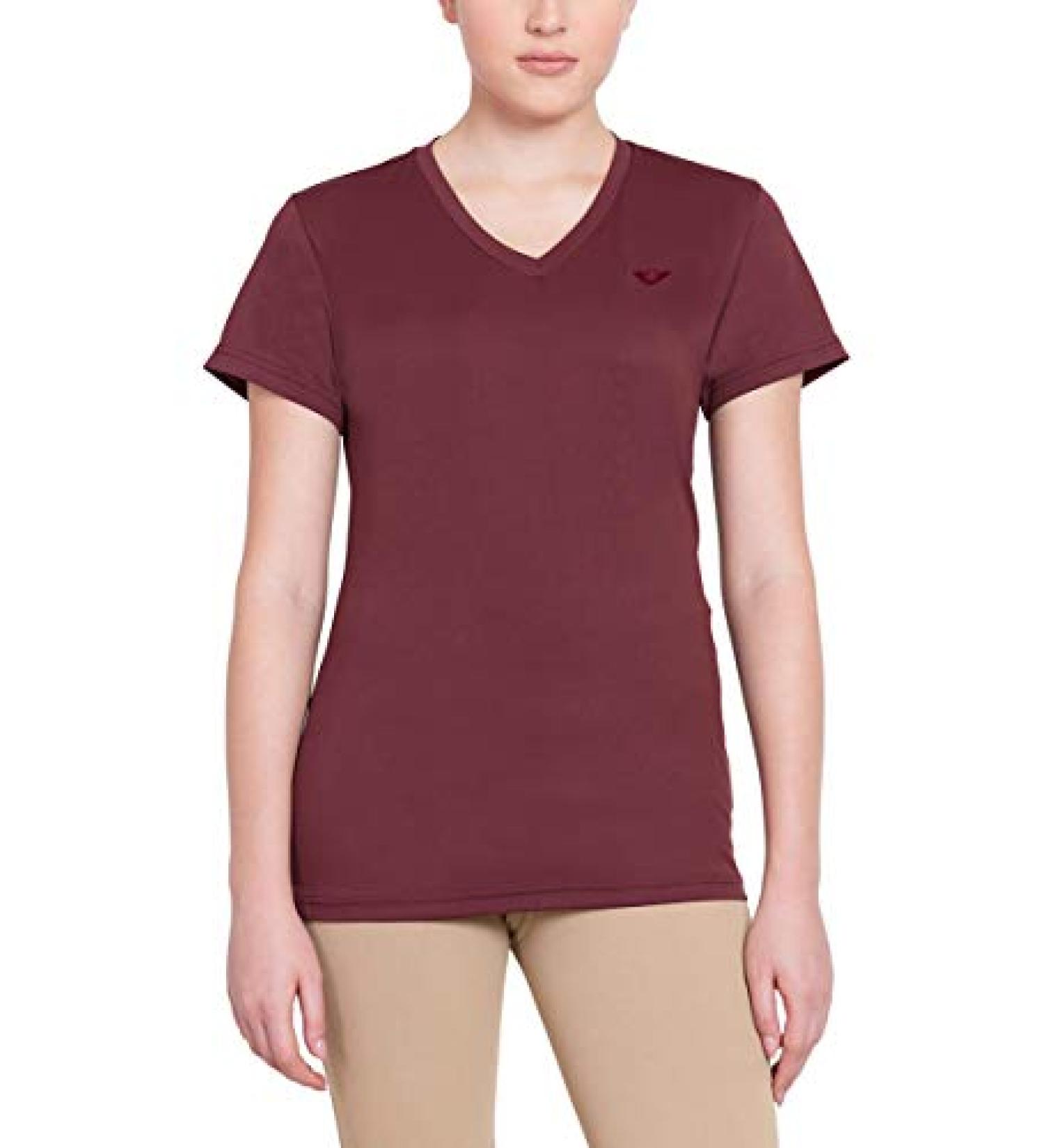 TuffRider Ladies Taylor Tee Short Sleeve T-Shirt - Wine, Small - Buy Online on GoSupps.com