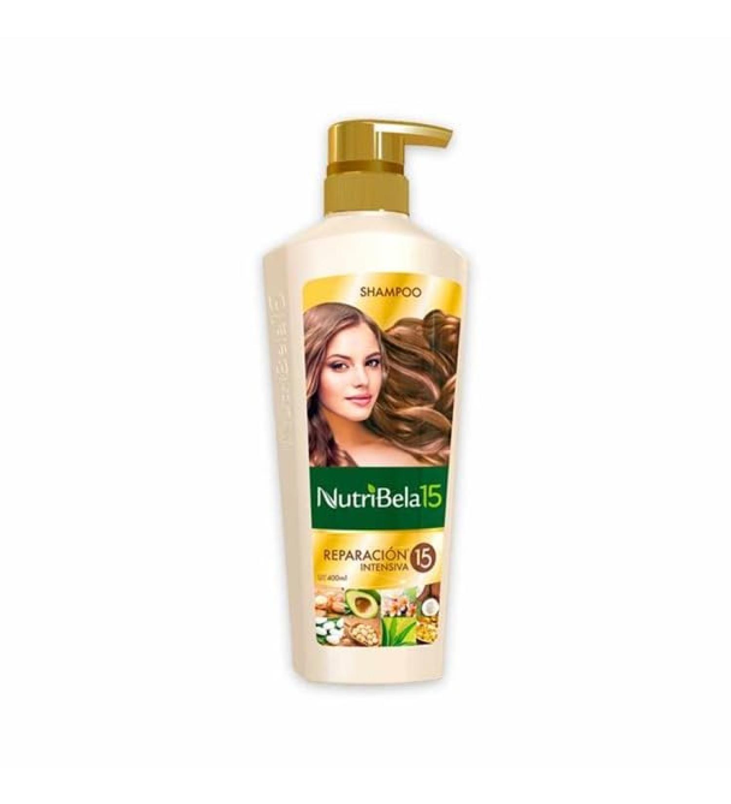 NUTRIBELA15 INTENSIVE REPAIR SHAMPOO RENOWNED INGREDIENTS INTENSIVE REPAIR SHAMPOO 15 INGREDIENTS 400 ML