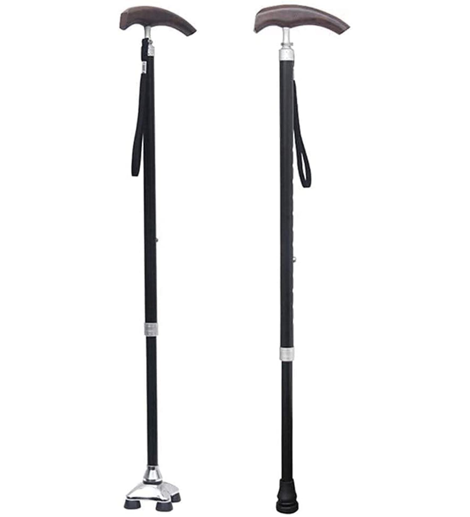 Crutches Solid Wood Handle Four-Foot Cane Stick Elderly Non-Slip Cane Abdomen Light Walking Aid Crutches Wisdom - Buy Online on GoSupps.com