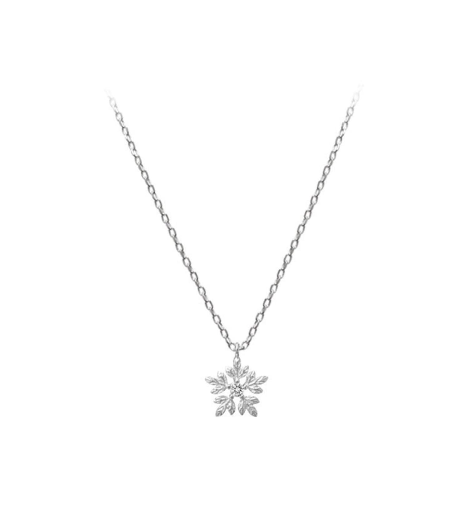 COLLBATH 1PC Delicate Fashion Crystal Elegant Stylish S925 Sterling Zircon Snow Female Necklace for Women Ladies Girls Women Necklace - Buy Online on GoSupps.com