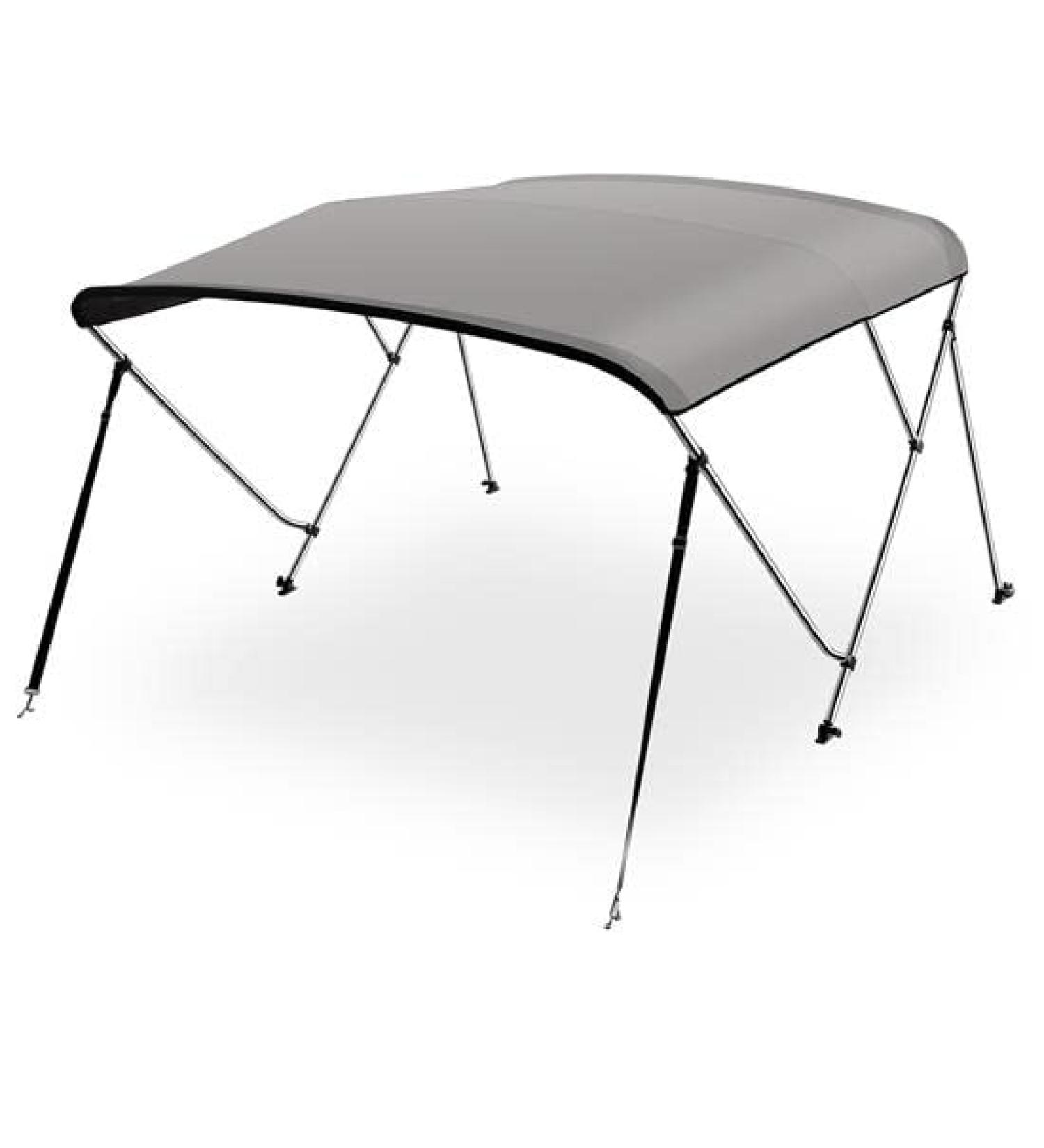 SereneLifeHome Waterproof Boat Top Cover - 54-60" W 3 Bow Top Sun Shade Boat Canopy - 1" Double Wall Aluminum Frame Tubes, 2 Front Straps, 2 Rear Support Poles, Storage Boot - SLBTW60G.5 (Gray)