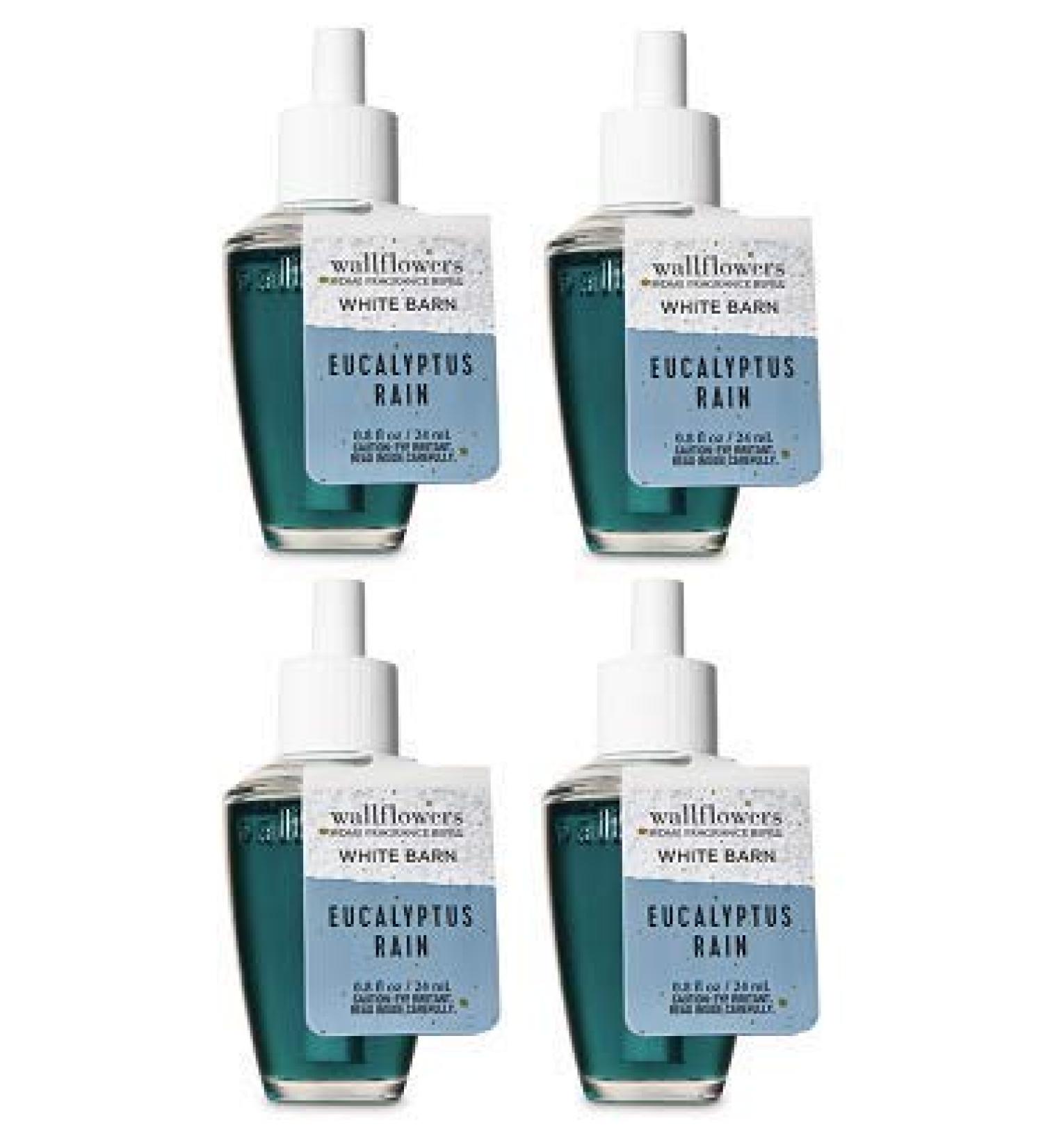 Bath and Body Works 4 Pack Eucalyptus Rain Wallflowers Fragrance Refill. 0.8 fl oz. Eucalyptus 0.8 Fl Oz (Pack of 4)