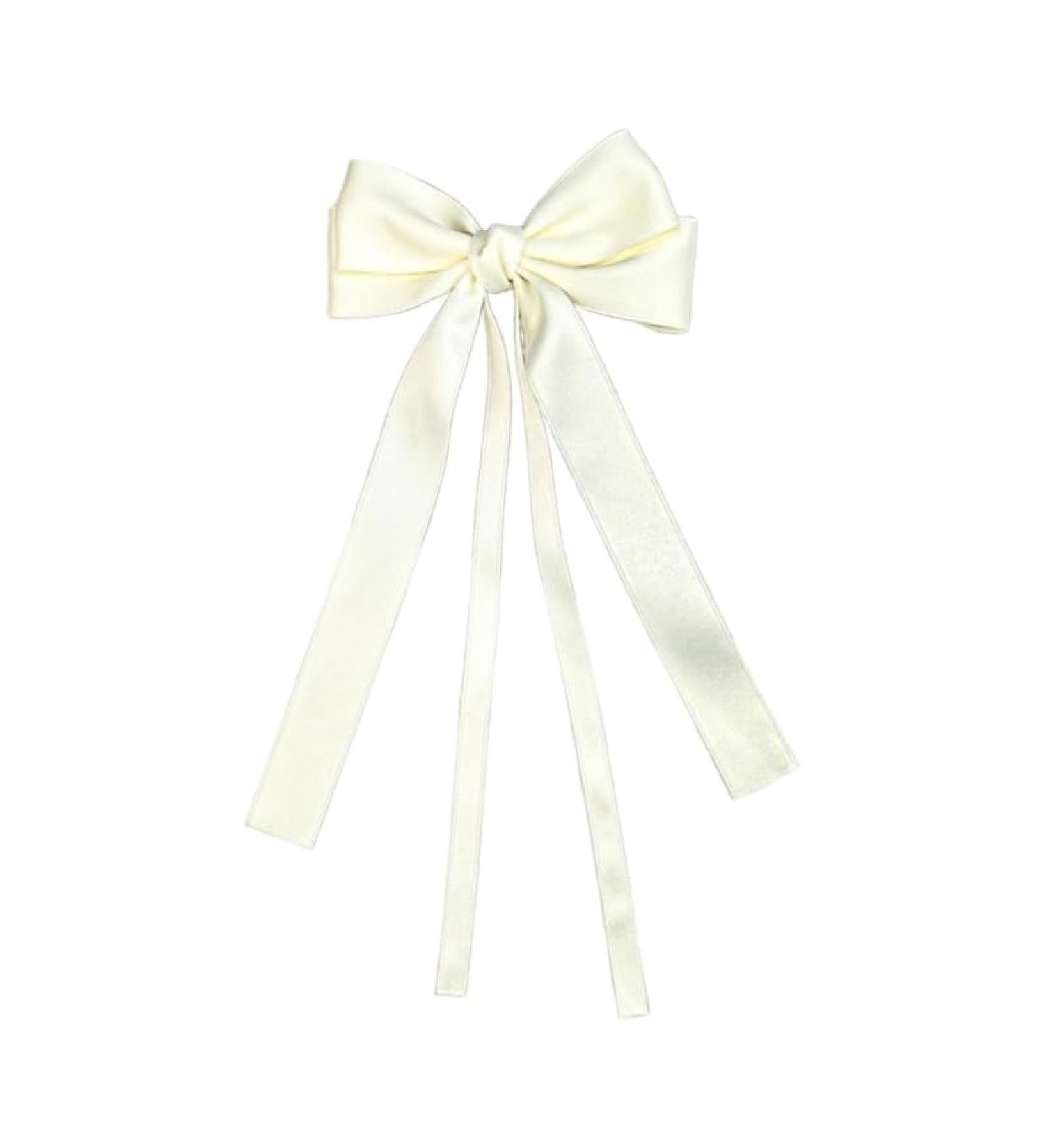 Double Layer Ribbon Bow Hair Clip Women Korean Bowknot Long Ponytail Clip Sweet Girls Hairpin Barrettes Headwear Gift Beige - Buy Online on GoSupps.com