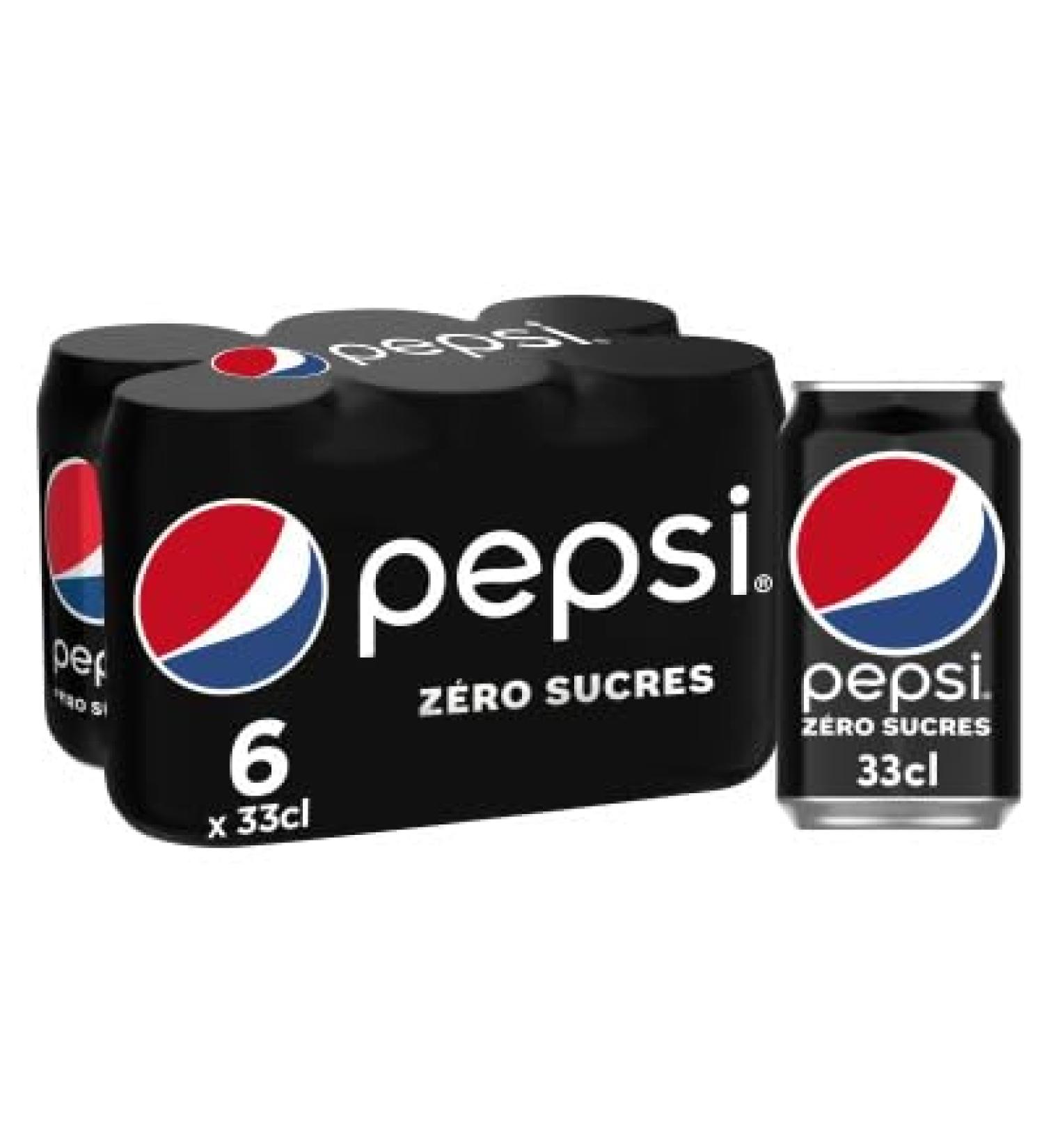 Pepsi Soda zero sugars with cola - The pack of 6 cans of 33cl