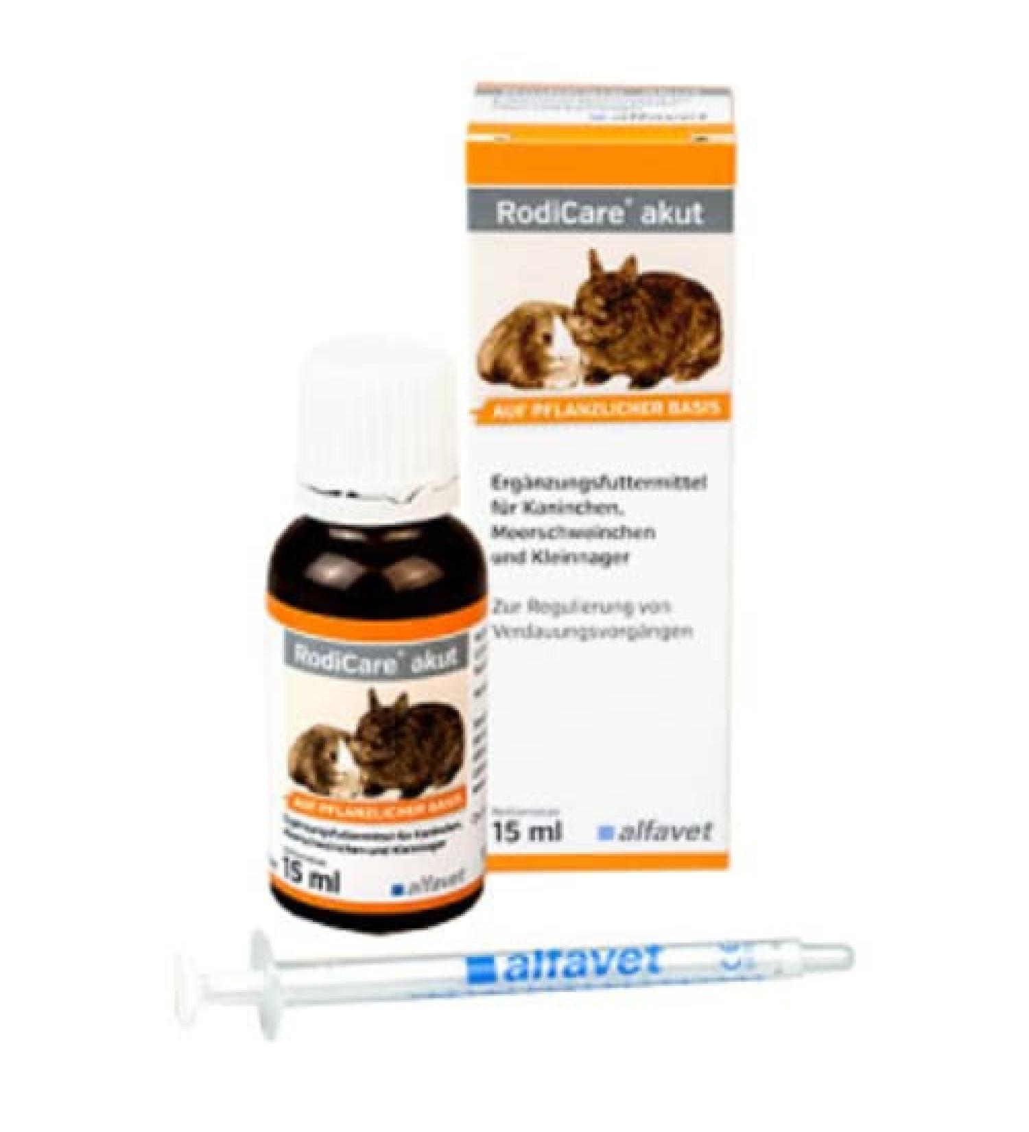Alfavet Rodicare acute |15 ml |Supplementary feed for rabbits guinea pigs and small rodents |To regulate digestive processes15ml glass bottle with dosing syringe