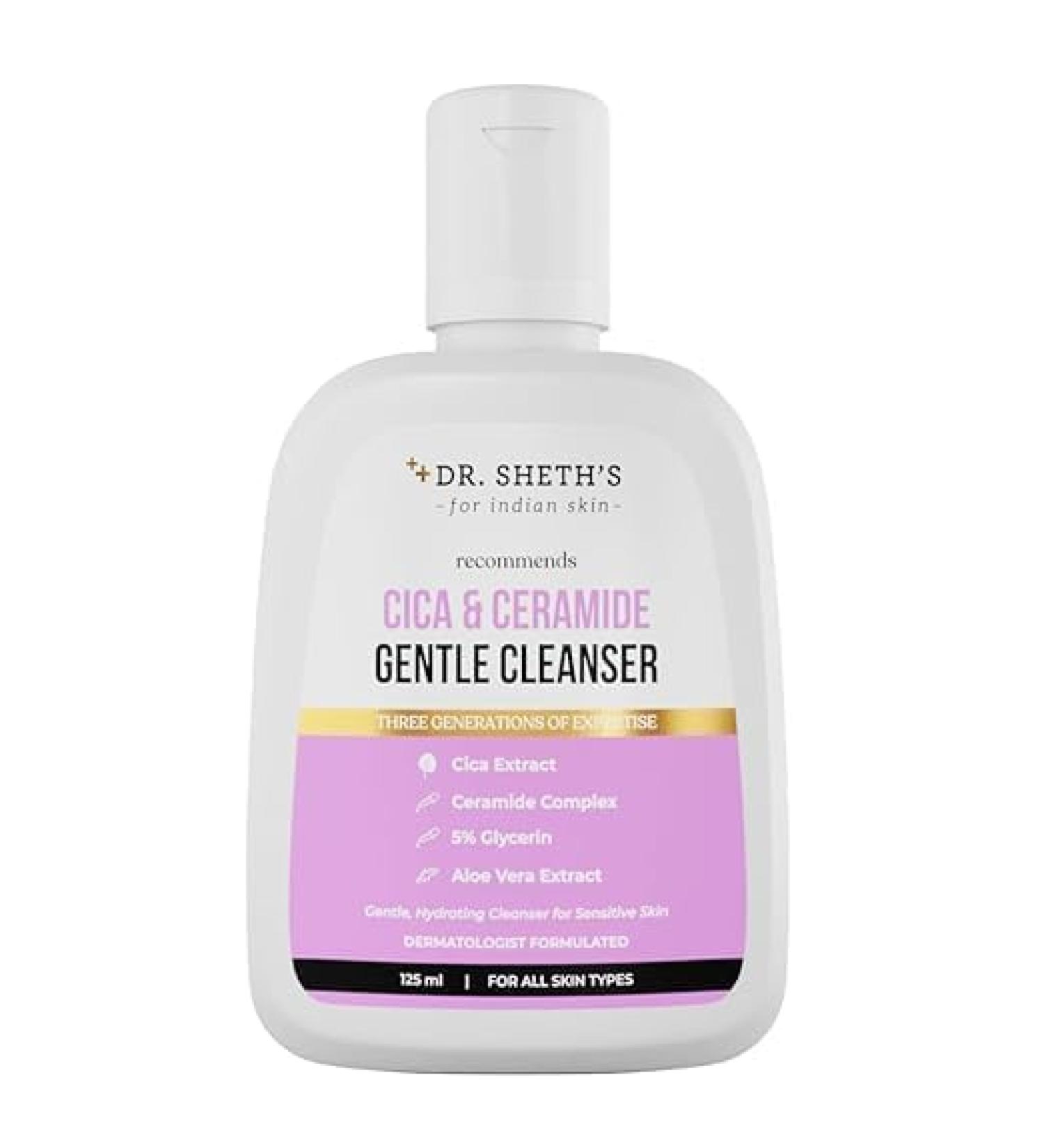 D.r. She th Cica & Ceramide Gentle Cleanser | Hydrating Face Wash for All Skin Types | 5% Glycerin & Aloe Vera | 125ml - Shop Now - Buy Online on GoSupps.com