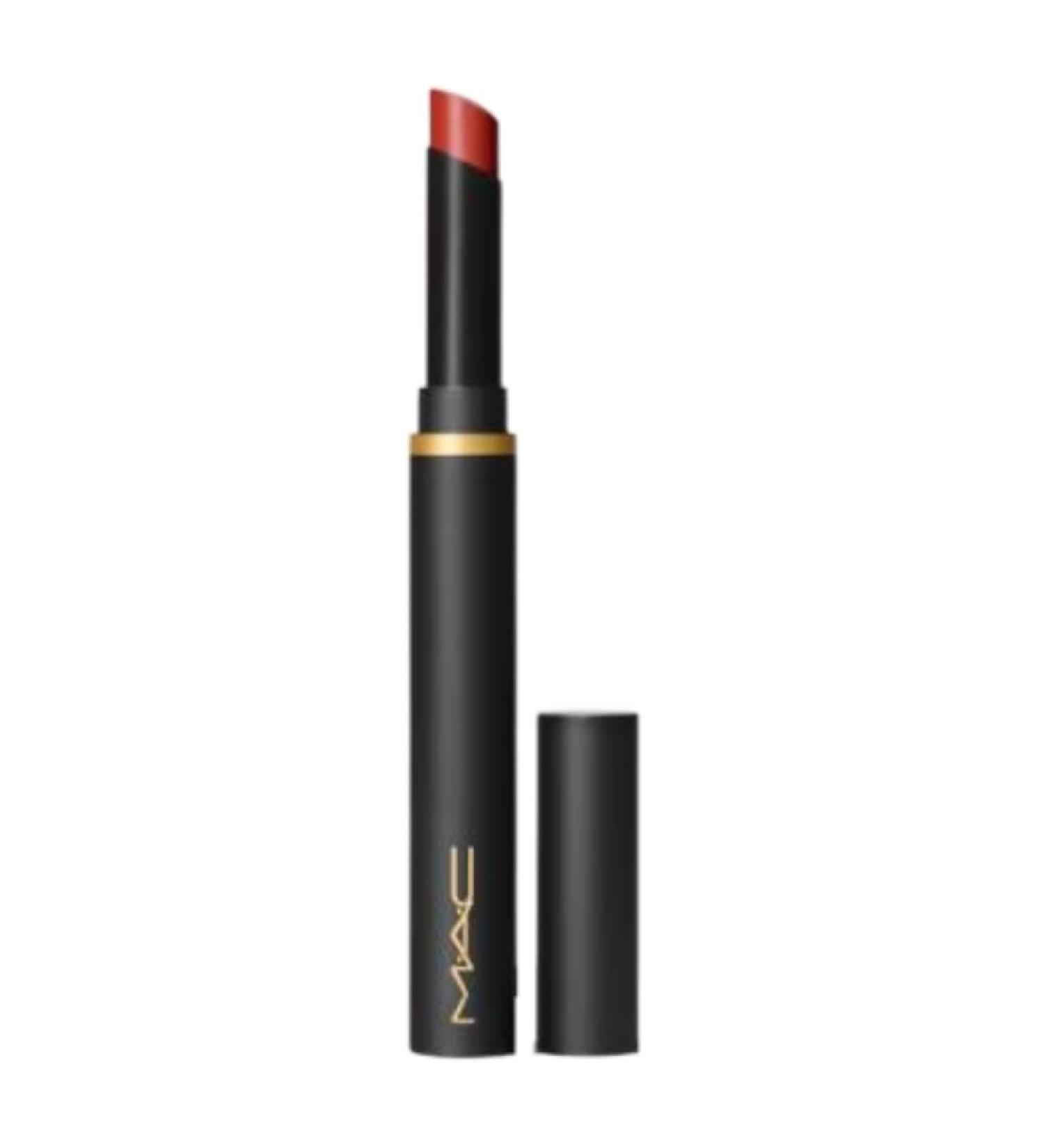 MAC Powder Kiss Velvet Blur Slim Stick Lipstick - 877 Devoted To Chili (Warm Brick Red)