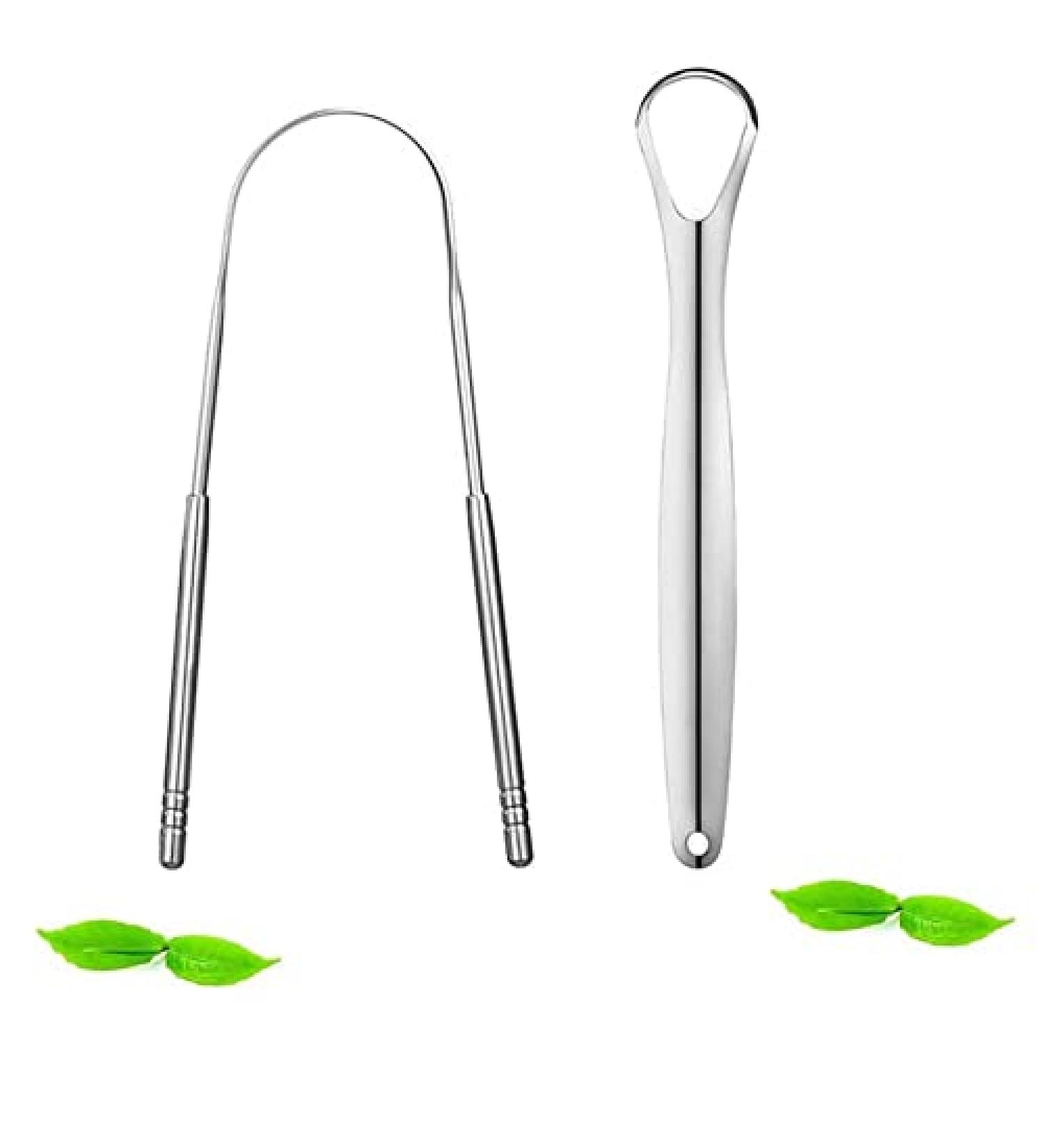 Jamverus 2PCS Reusable Stainless Steel Tongue Scraper Set for Adults & Kids - Medical Grade Oral Hygiene Tools for Fighting Bad Breath - Buy Online on GoSupps.com