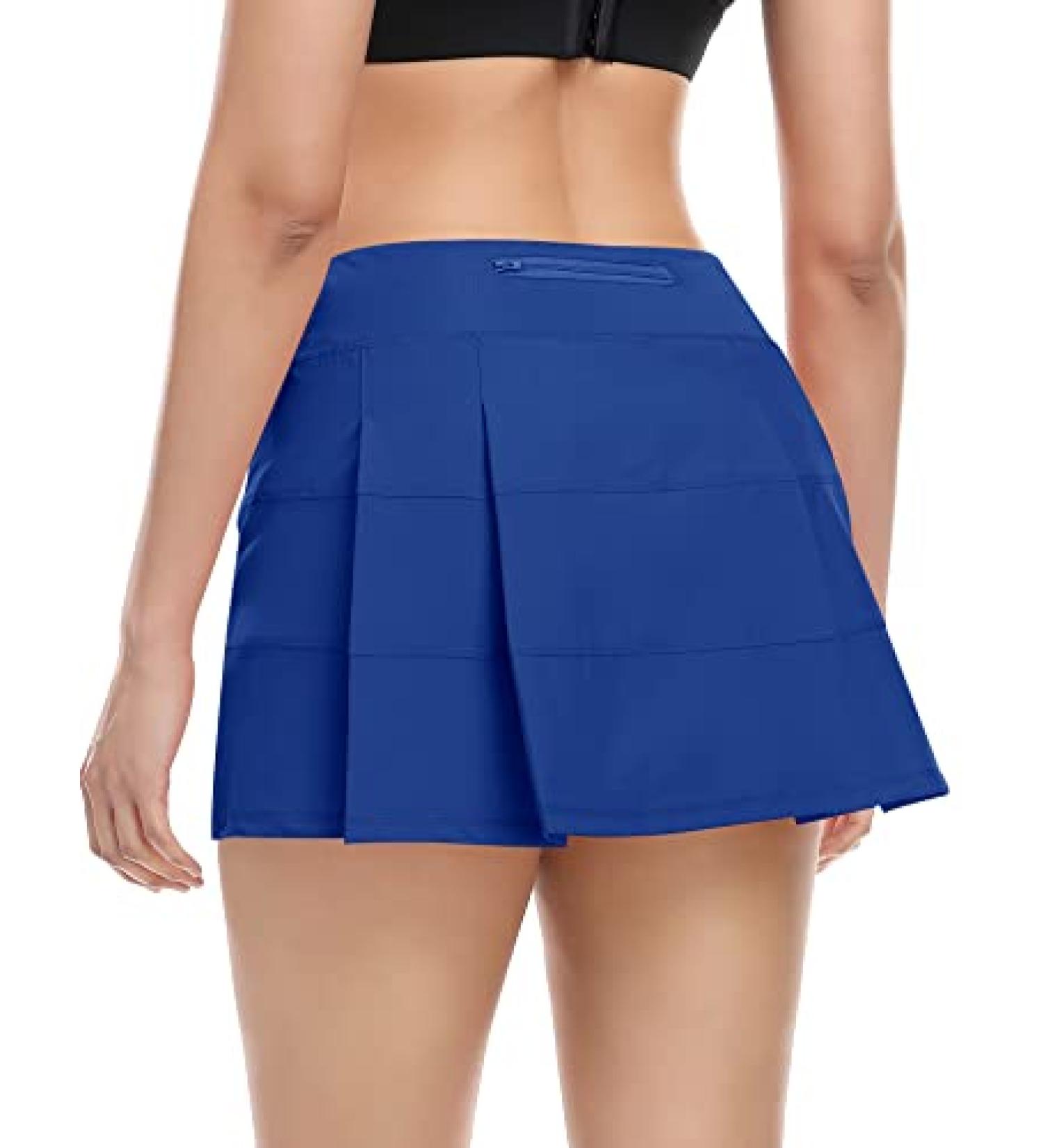 Women's Blue Tennis Skirt with 4 Pockets | Athletic Golf Skort for Running & Sports - Small - Buy Online on GoSupps.com