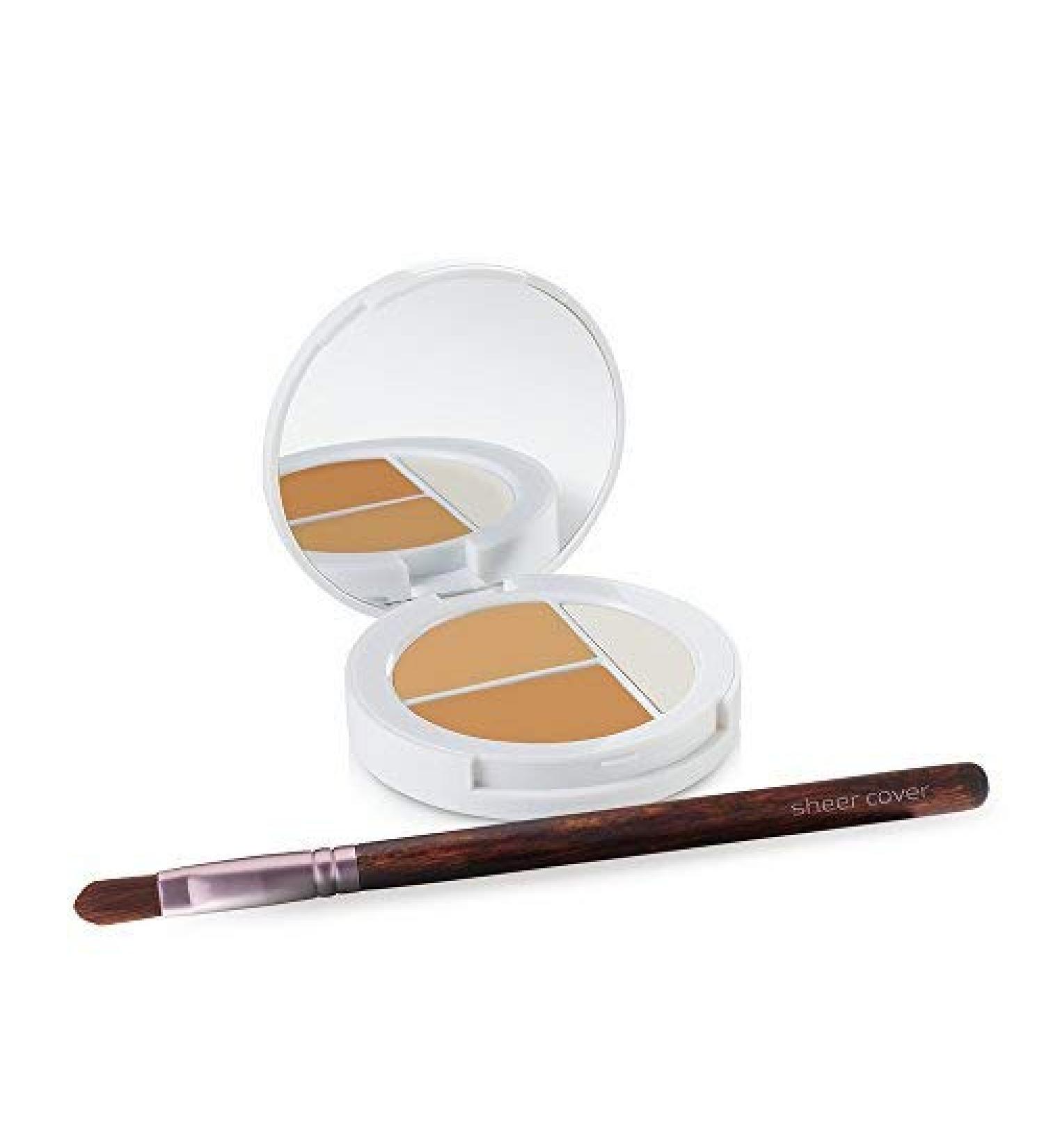Sheer Cover Studio Conceal and Brighten Highlight Trio - Medium/Tan Shade with FREE Concealer Brush - 3 Grams - Buy Online on GoSupps.com