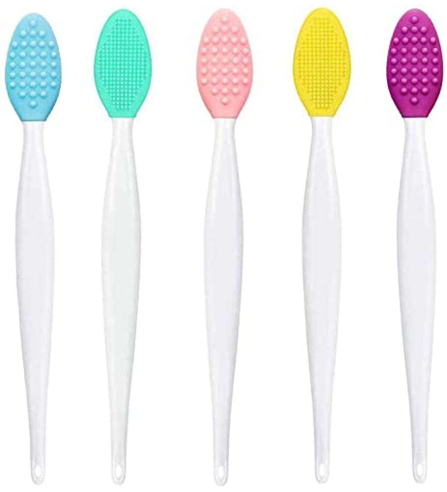 Durable and Practical 5 Pcs Lip Scrub Brush Exfoliator Silicone Exfoliating Scrubber Tool Mini Set For Women (5 colors) as shown - Buy Online on GoSupps.com