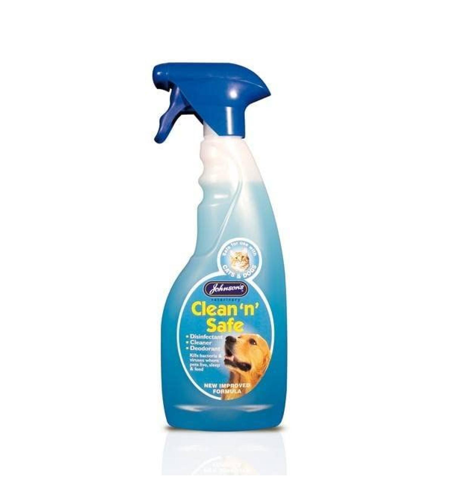 2 PACK JOHNSONS CLEAN 'N' SAFE FOR CATS & DOGS DISINFECTANT CLEANING SPRAY 500ML