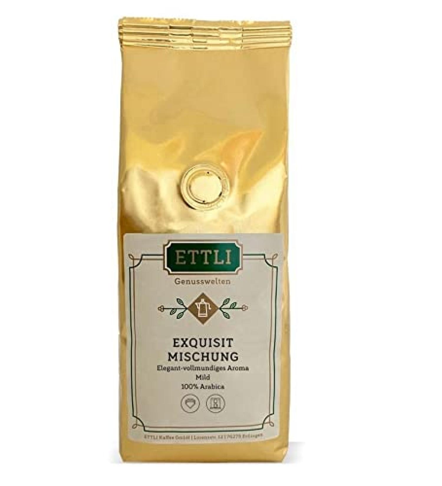 Exquisite Blend - Finest ETTLI Coffee - 100% Arabica - Mild (Whole Bean, 250g).