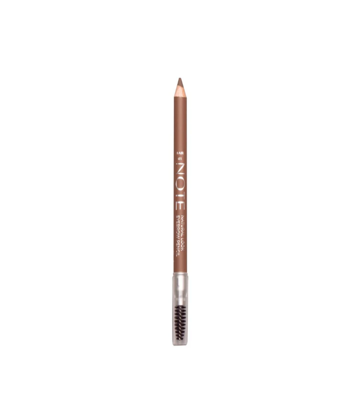 COSMETIC NOTE - Natural Look Eyebrow Pencil and Brush 2 in 1 | Spoolie Eyebrow Brush for a Natural Matte Finish | Waterproof Dual-Sided Wooden Eyebrow Pencil Fair - Buy Online on GoSupps.com