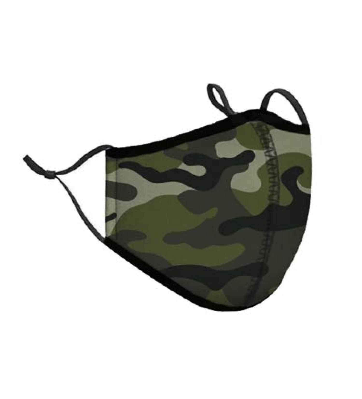 Top Trenz Kids Face Wrap Cloth Reusable Fashion Mask Ages 3-7 (Camo - Gren)