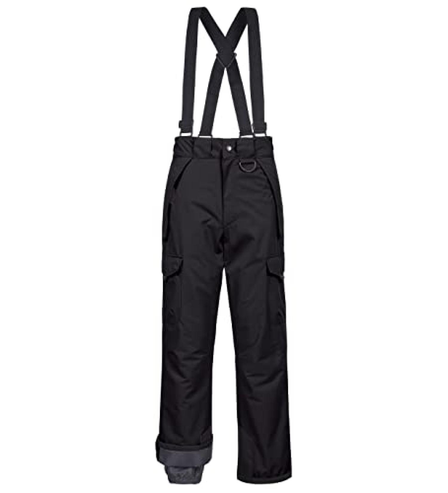 CREATMO US Men's Waterproof Insulated Ski Bibs | XX-Large Black Snow Pants for Winter Snowboarding - Buy Online on GoSupps.com