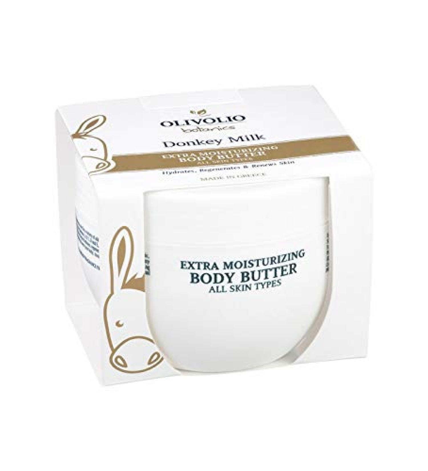 Olivolio Botanics 92% natural extra moisturizing body butter/body butter with donkey milk and cocoa butter - without mineral oil and parabens - 250 ml