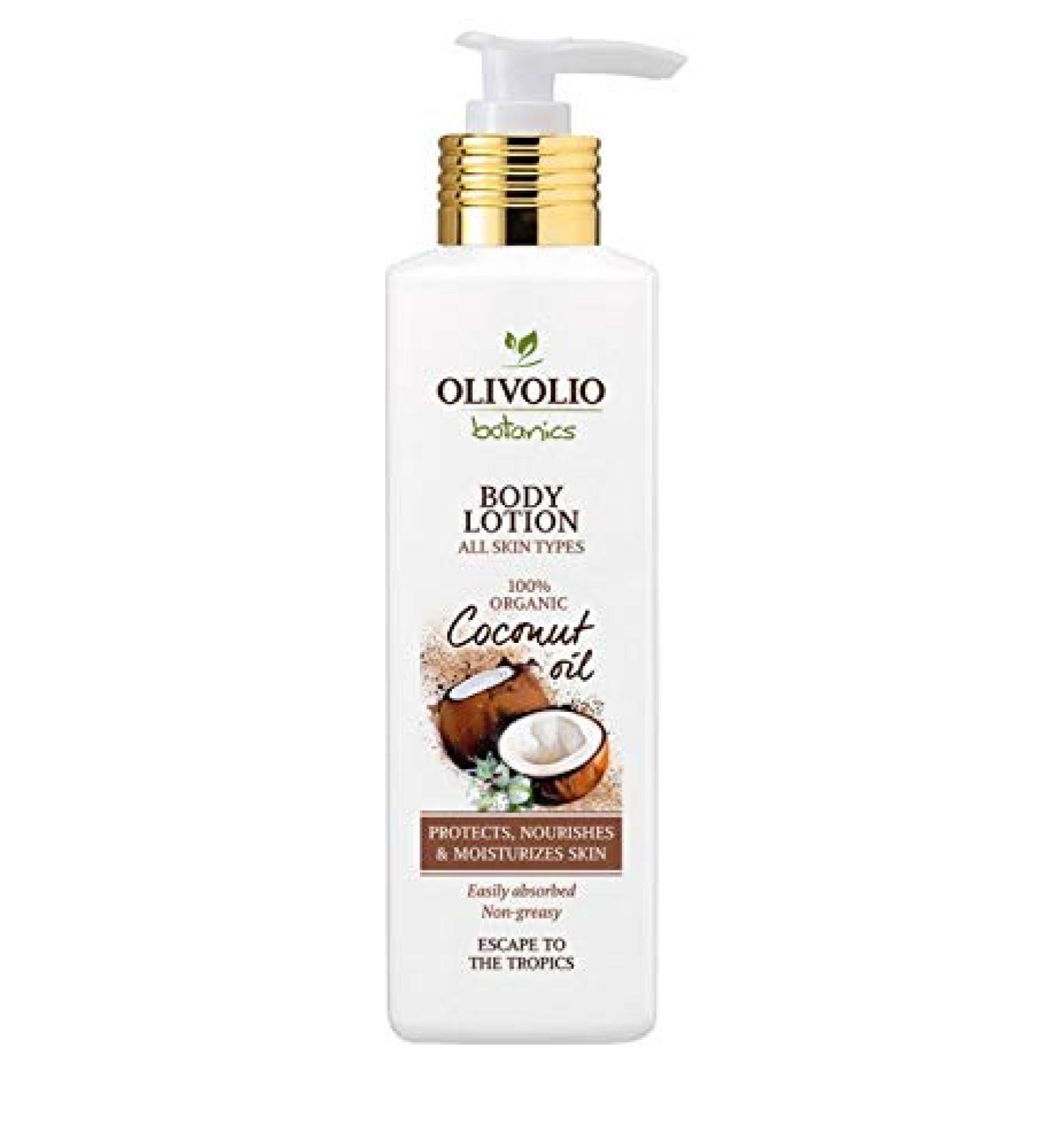 Olivolio botanics 95% natural body lotion with 100% organic coconut oil without mineral oil and parabens - 250 ml