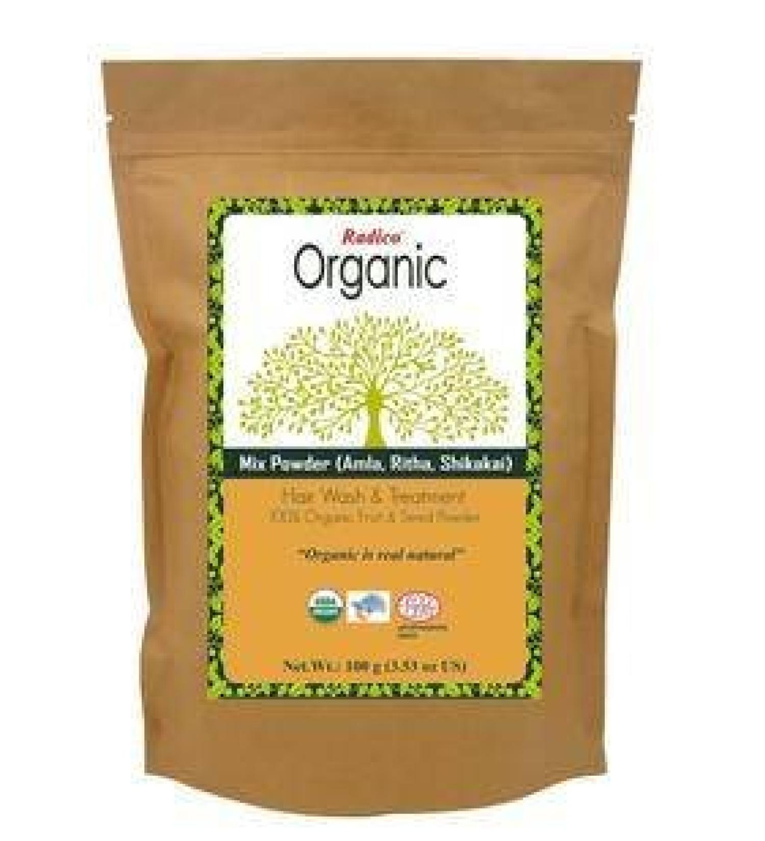 Radico - organic herbs powder mix - Better combatability - Intensive care promotes hair growth - from Amla Reetha & Shikakai - 100gr