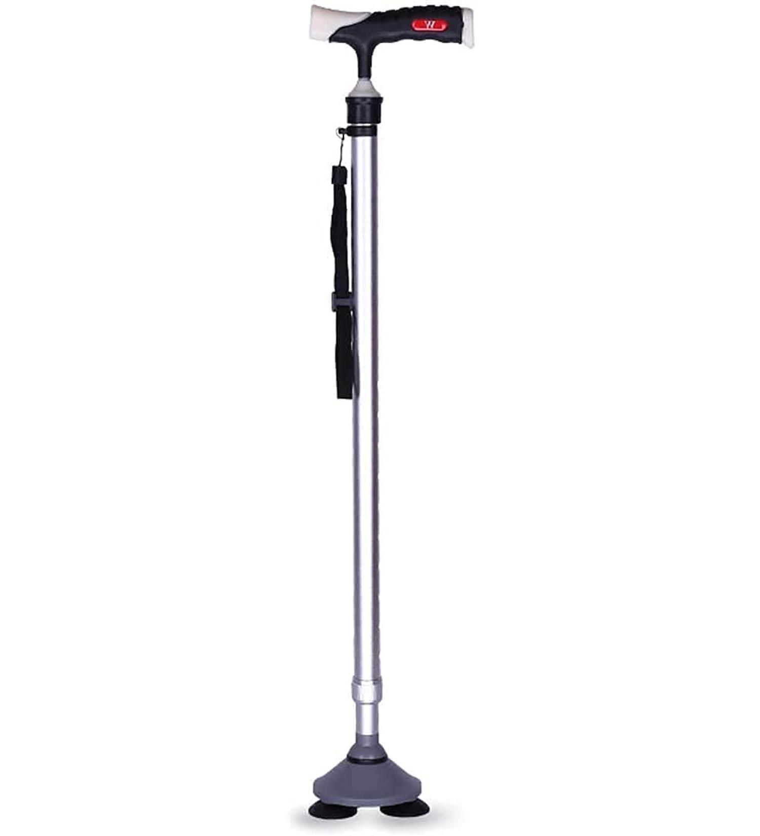 Walkers for Seniors Crutches for The Elderly Three-Angle Anti-Slip Walking Sticks Telescopic Stick with Suction Cup Base for Travel on Different terrains rollator Walker Durable Mobility Aid Silver - Buy Online on GoSupps.com