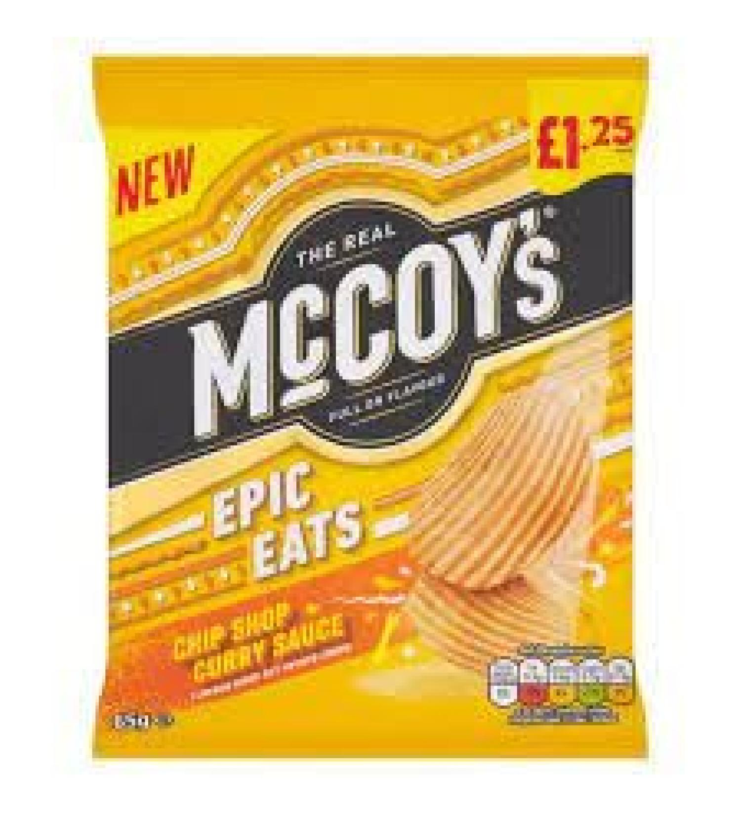 McCoys Crisps Chip Shop Curry Sauce Epic Eats Edition 65g (20 Bags x 65g)