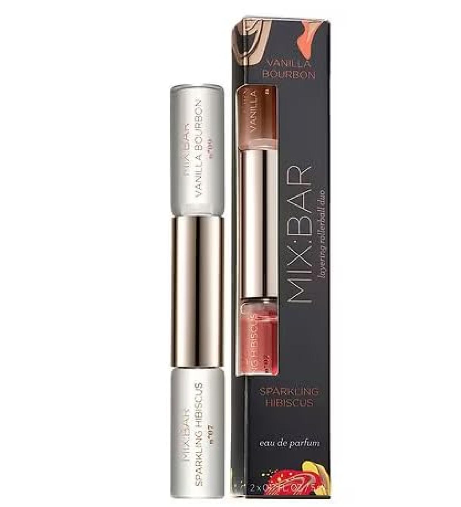 Sparkling Hibiscus & Vanilla Bourbon Hair & Body Mist Rollerball Duo- Clean Vegan Body Spray & Hair Perfume for Women (0.17 fl oz) Hibiscus & Vanilla 0.17 Fl Oz (Pack of 1)