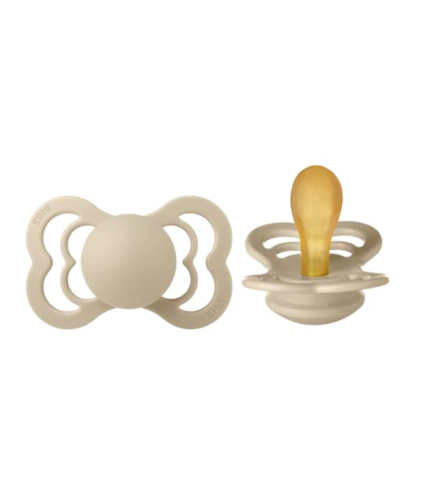BIBS Supreme Baby Pacifiers | BPA-Free Natural Rubber Pacifier | Made in Denmark | Set of 2 Soothers (Vanilla  6-18 Months) 6-18 Month Vanilla - Buy Online on GoSupps.com