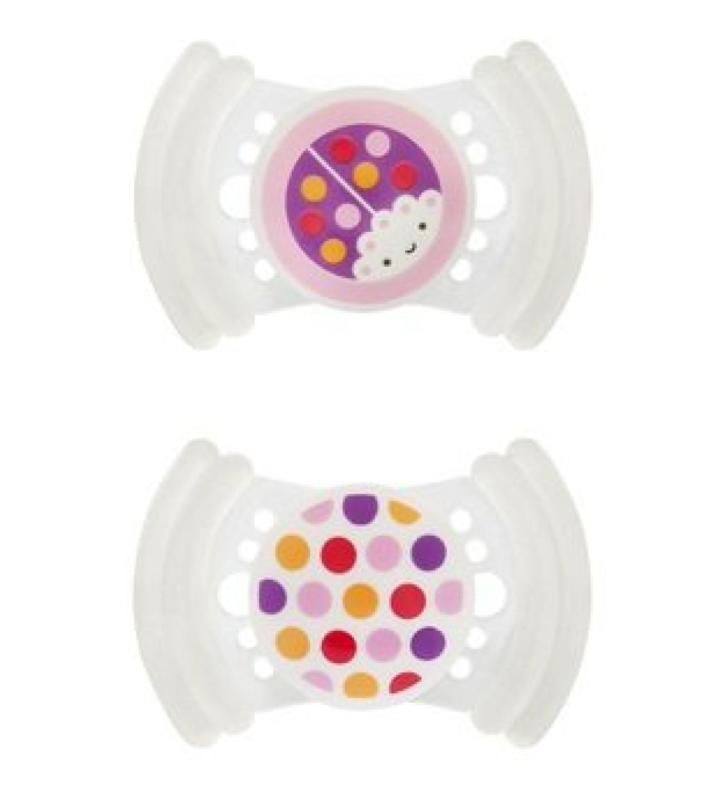 MAM 305511 - Soft Silicone 16+ Pacifier - Ladybird dots colorful - BPA free