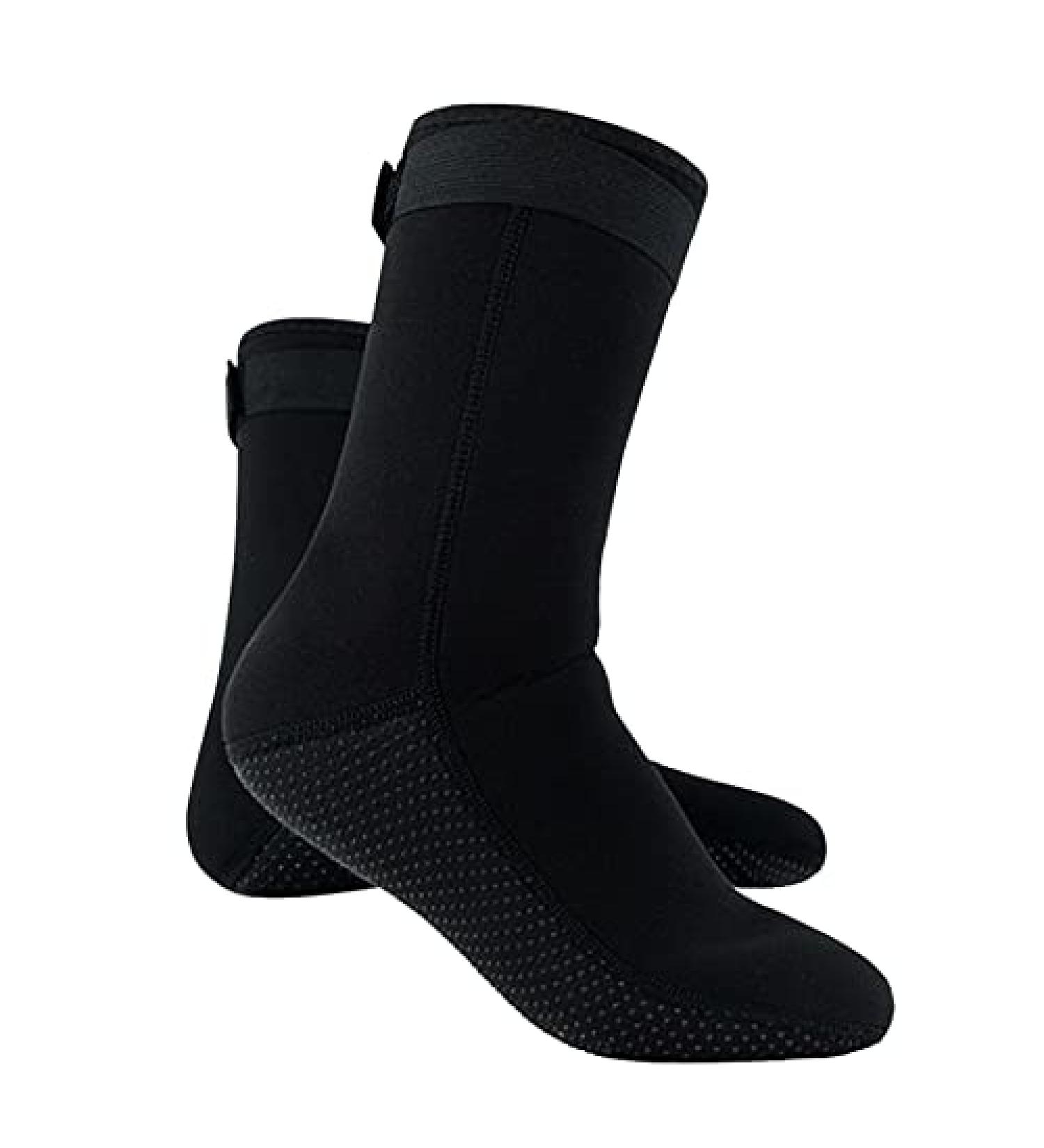 MOVOYEE 3mm Neoprene Anti-Slip Beach Volleyball Dive Socks - High Cut Wetsuit Booties for Water Sports - Black - Buy Online on GoSupps.com
