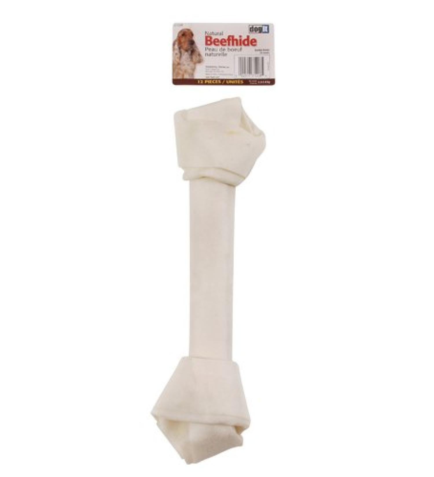 Dogit Beefhide Knotted Bone Extra Large 33-34.2cm 13-13.5-Inch 280-300gm 10-10.6-Ounce 12-Pack