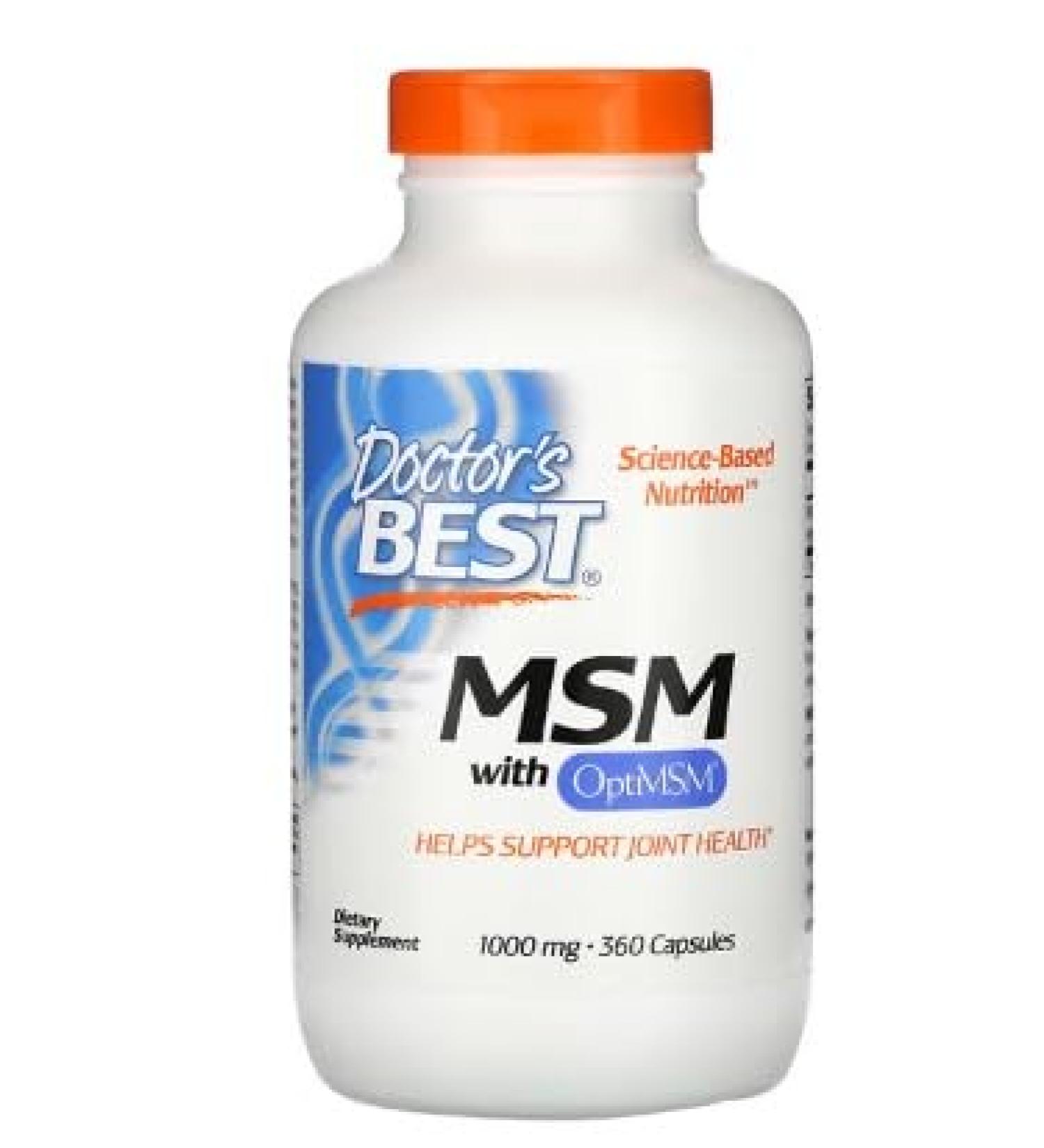 Doctor's Best MSM with OptiMSM 1000mg - 360 Capsules - Support for Joint Mobility - Buy Online on GoSupps.com