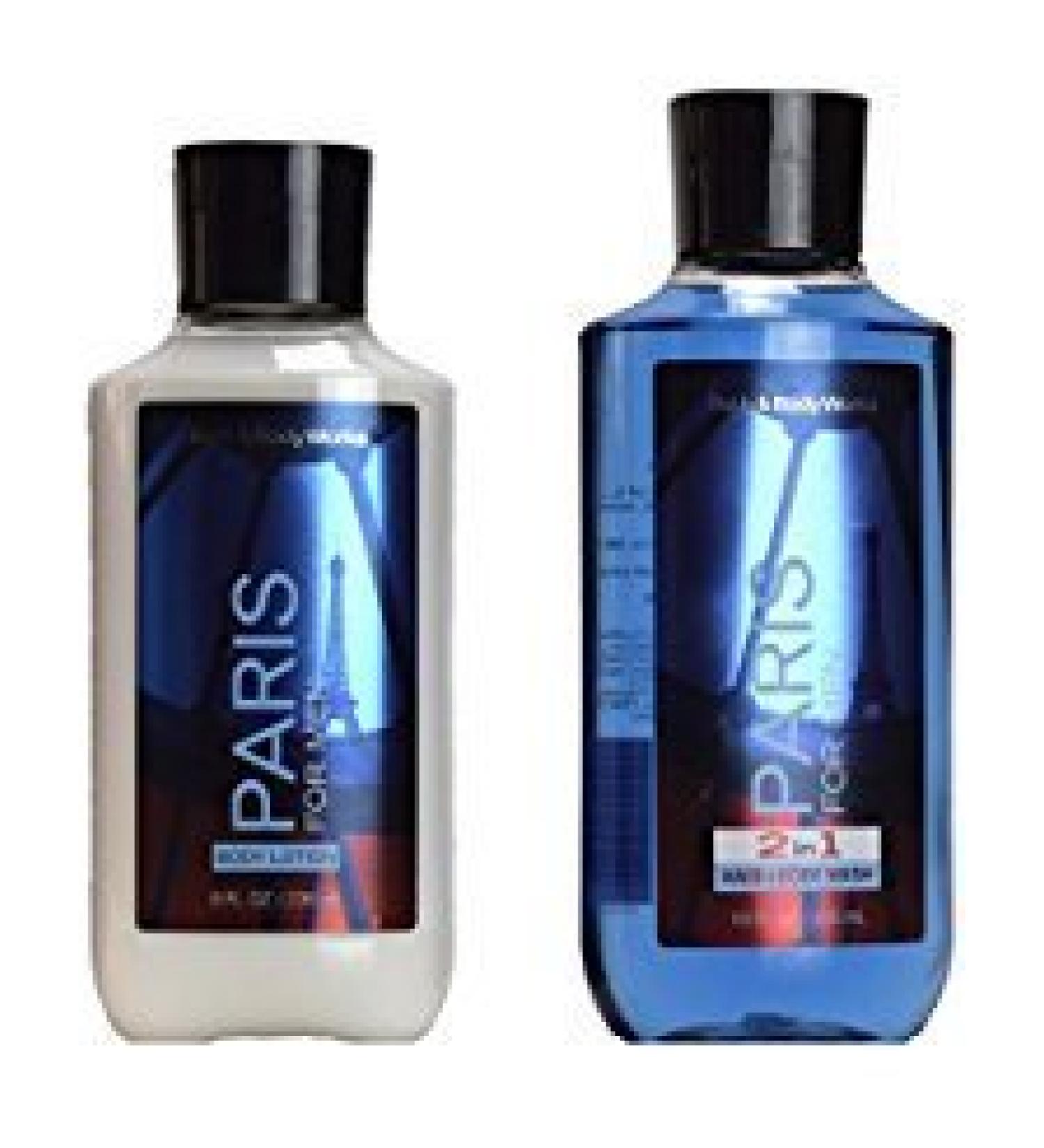 Bath & Body Works PARIS FOR MEN 2-in-1 Hair & Body Wash and Body Lotion Set