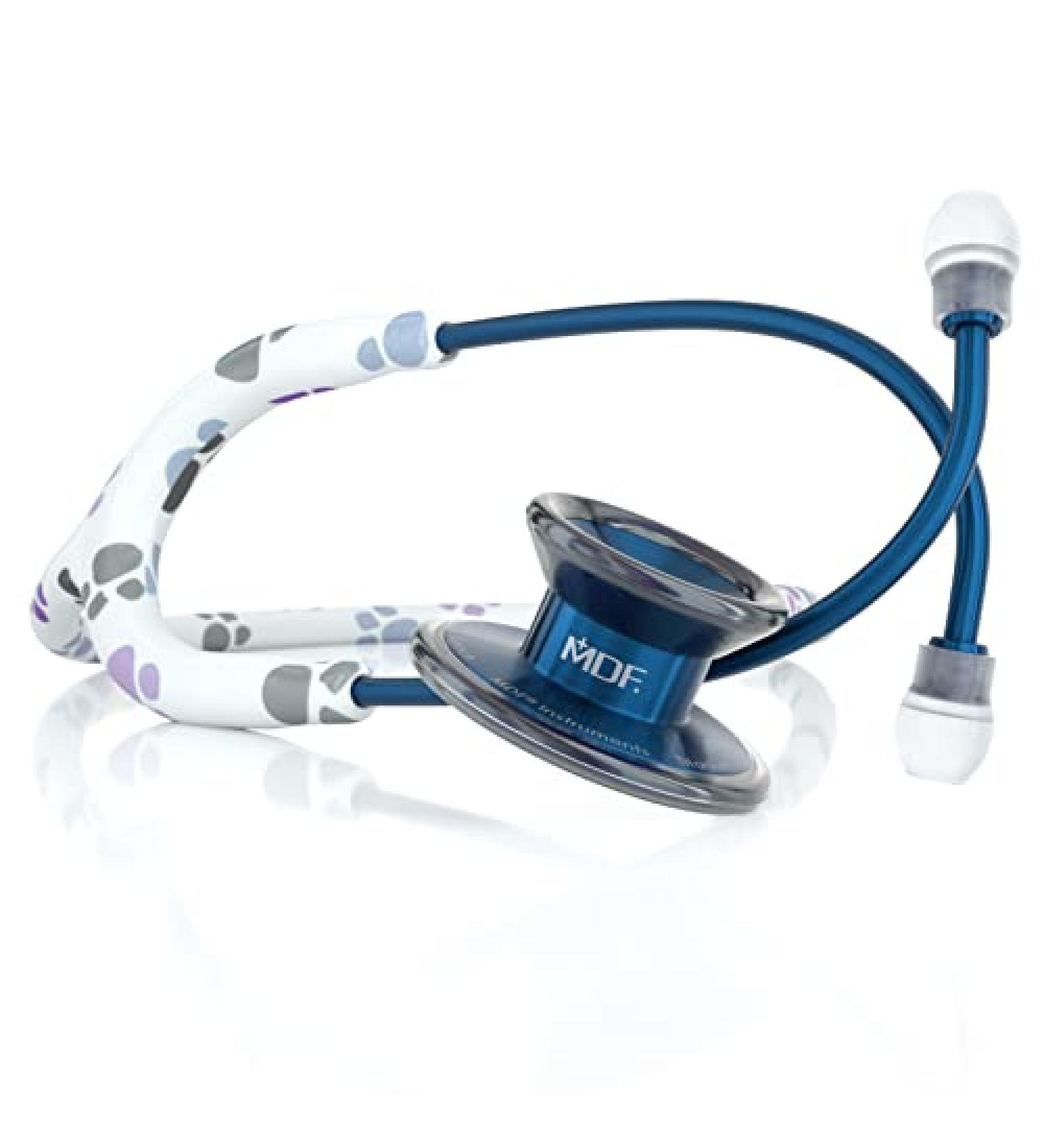 MDF Instruments Paws MD One Epoch Stethoscope Lightweight Titanium Adult Dual Head Free-Parts-for-Life Paws Tube Titanium Blue Capridium Chestpiece-Headset MDF777TPWCD