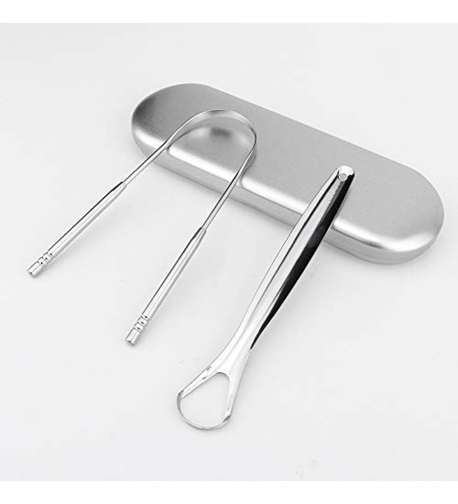 Buy Tongue Scraper & Cleaner - 304 Stainless Steel Eliminates Bad Breath Portable Easy to Clean - 2 Pieces in Iron Box - Buy Online on GoSupps.com