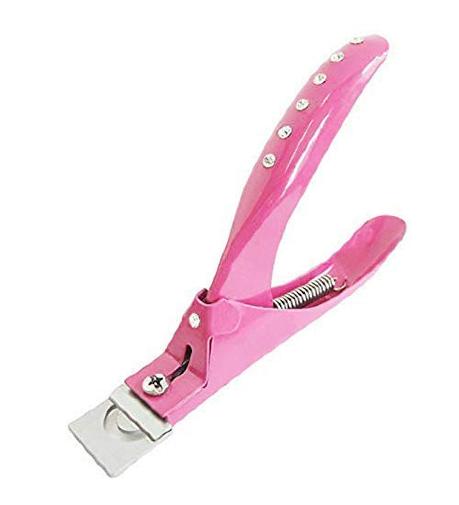 YNR 3 Way Acrylic Nail Clipper UV Gel False Fake Nail Cutter Professional Salon & Manicure Art Tool (Pink/Diamonds) Pink / Diamonds